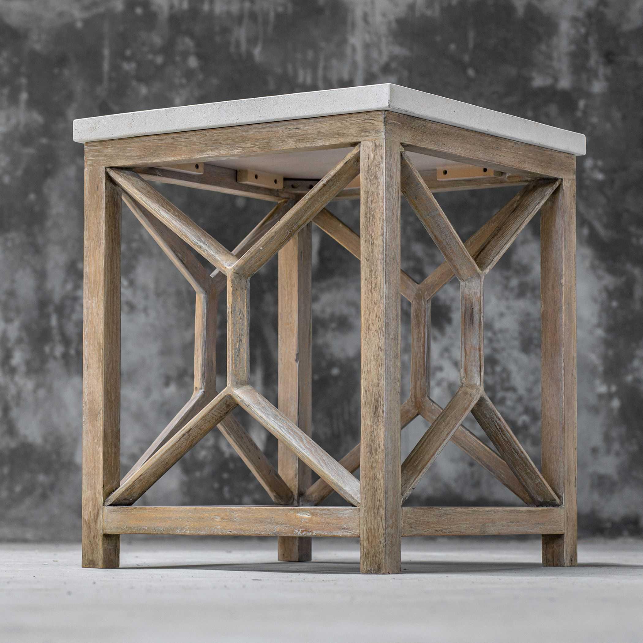 Uttermost Catali Square Stone Natural Warm Oatmeal End Table