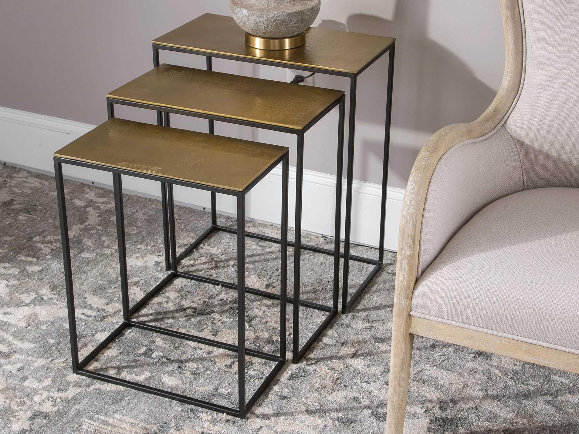 Uttermost Coreene Rectangular Metal Antique Gold End Table