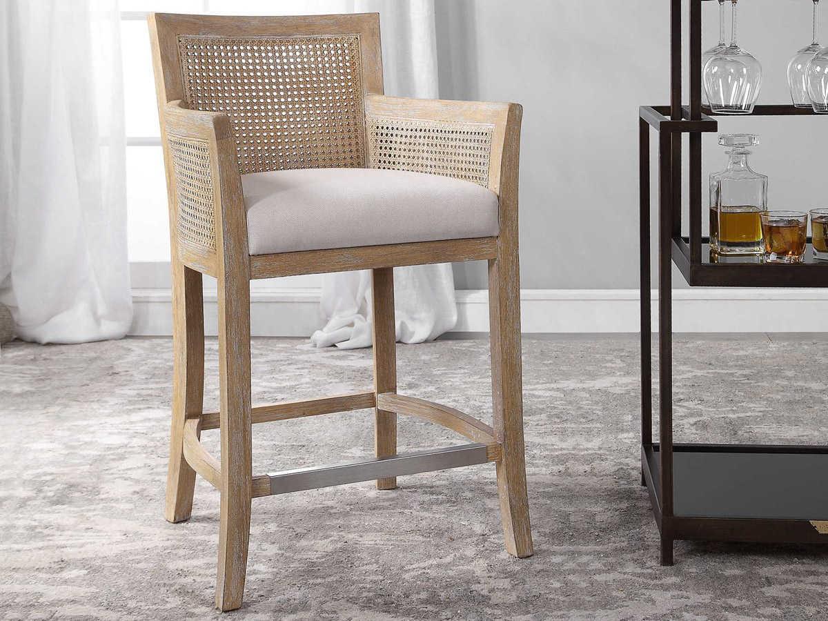 Uttermost Encore Upholstered Rubberwood Counter Stool