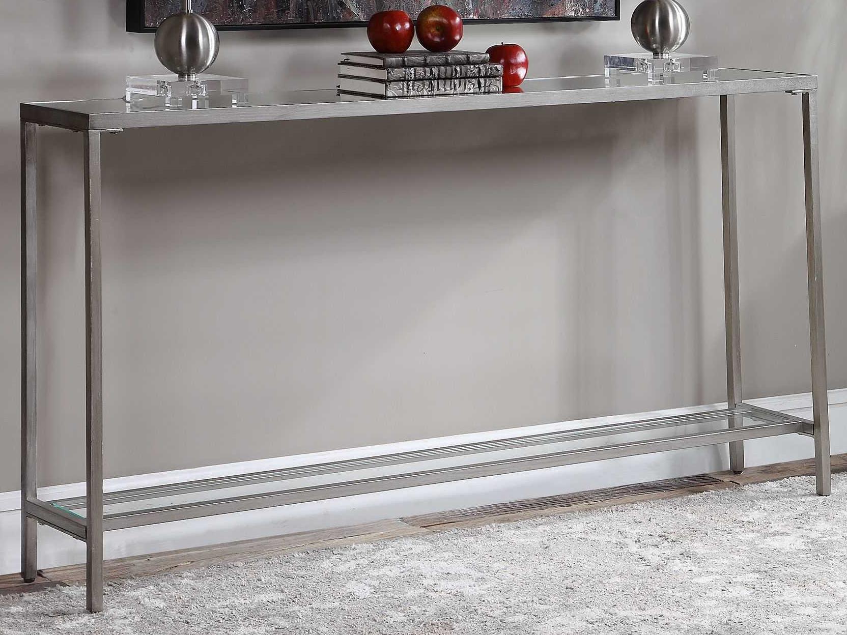 Uttermost Hayley Rectangular Glass Antique Silver Leaf Console Table