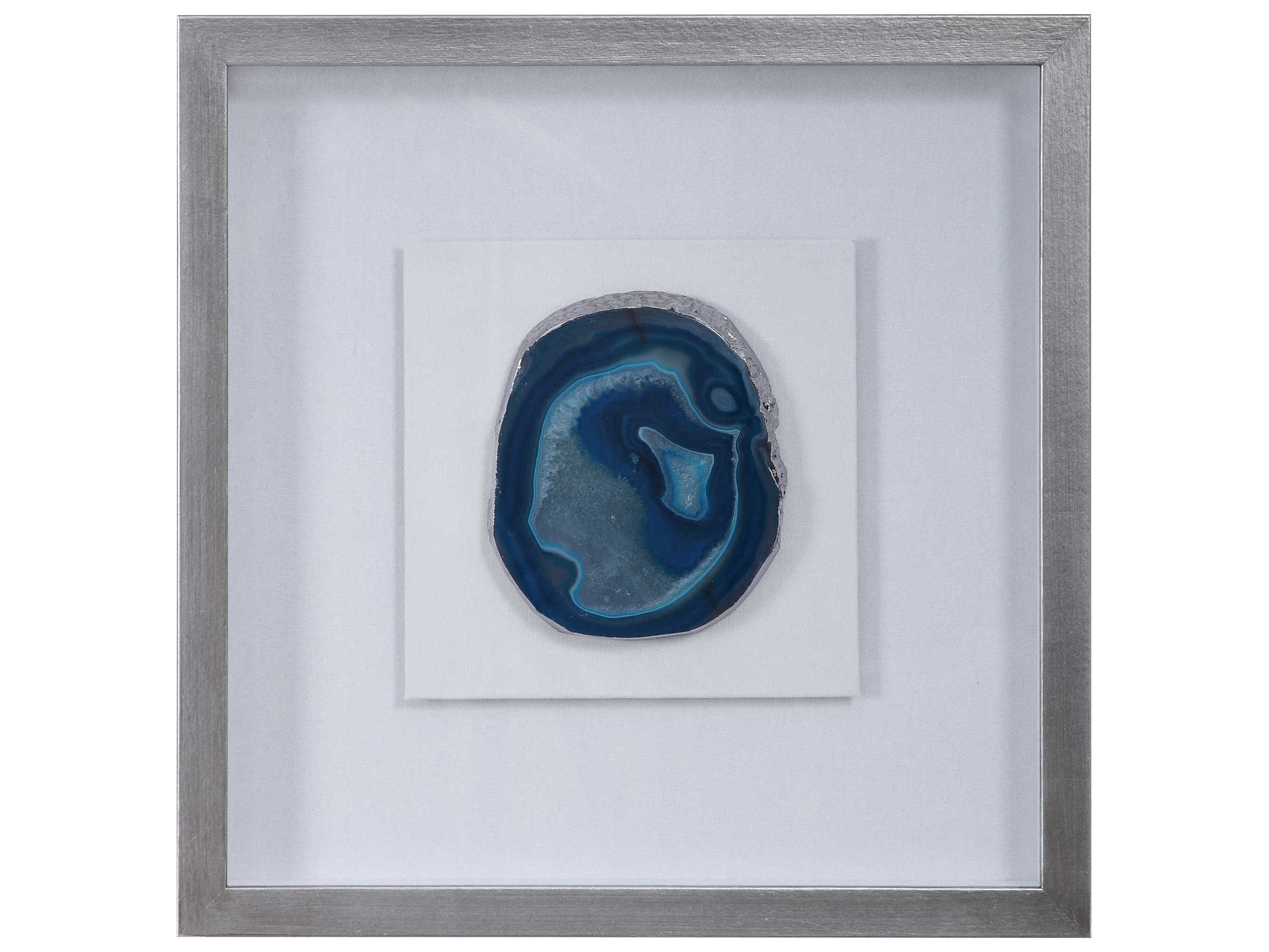 Uttermost Kalia Blue Agate Stone / Silver Leaf Shadow Boxes