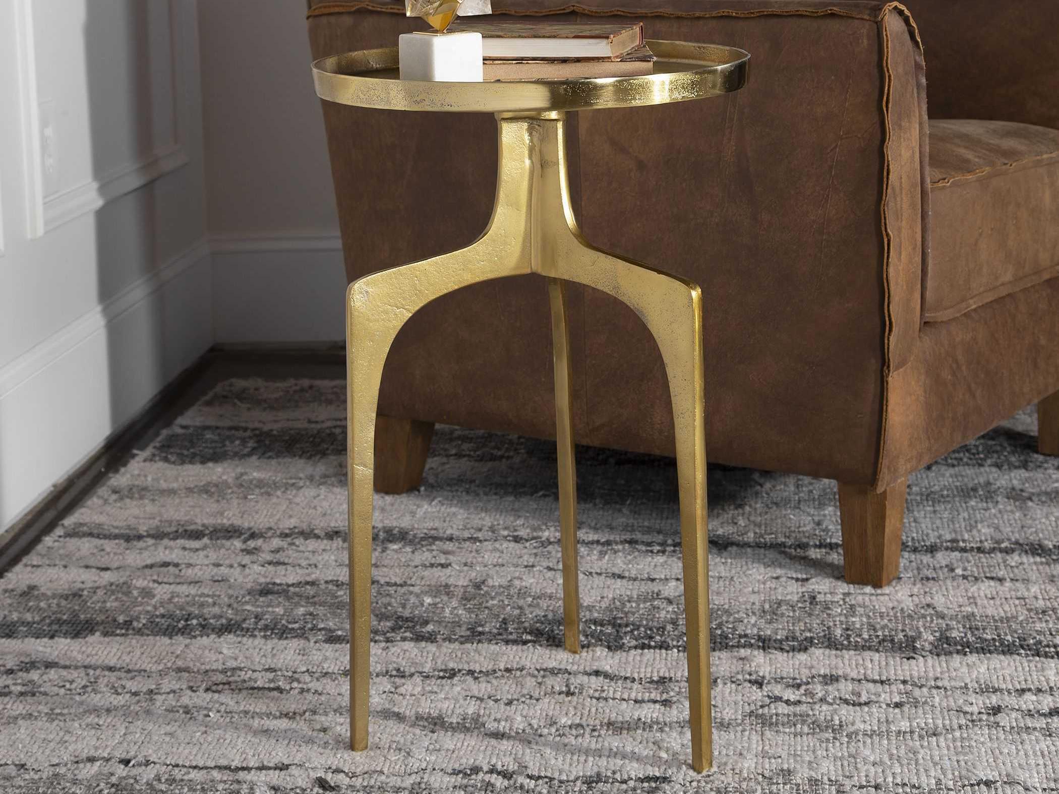 Uttermost Kenna Round Metal Soft Gold End Table