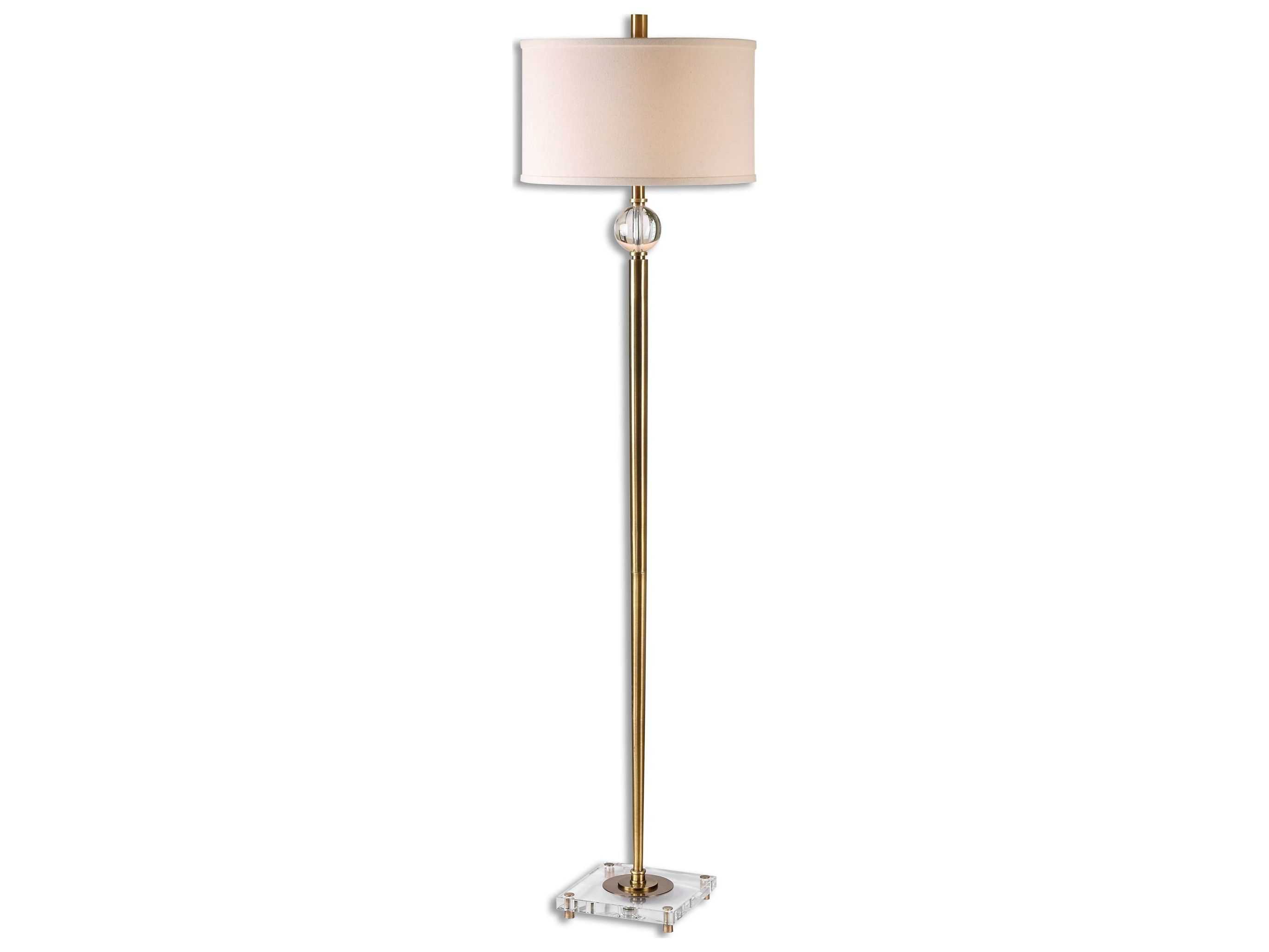 Uttermost Mesita Brush Brass Round Hardback Drum Floor Lamp