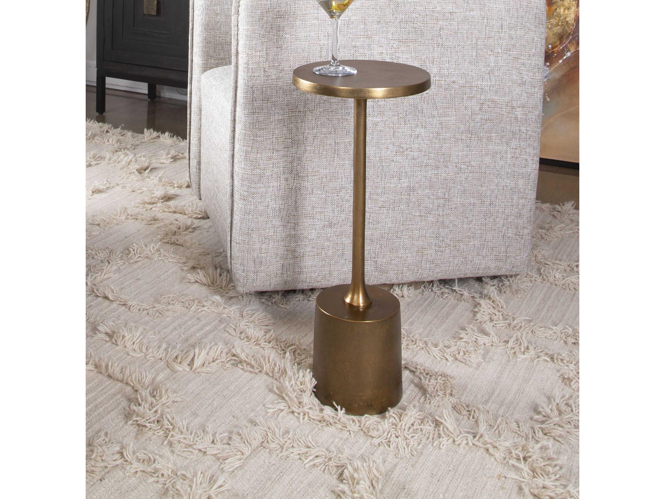 Uttermost Sanaga Round Metal Antique Gold End Table