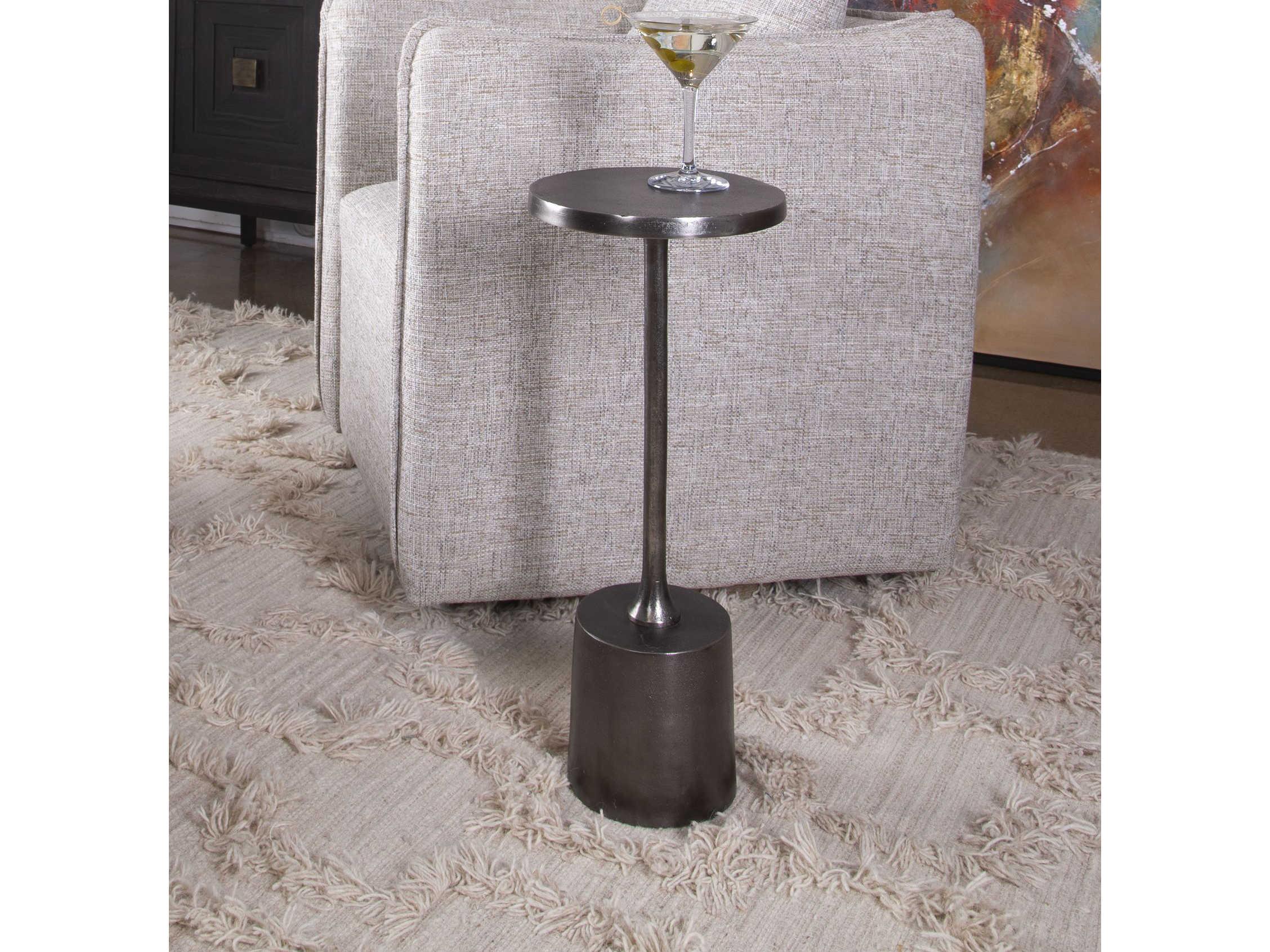 Uttermost Sanaga Round Metal Antique Nickel End Table