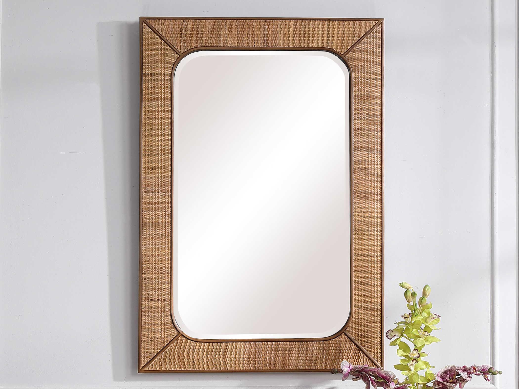 Uttermost Tahiti Warm Maple Stain Rectangular Wall Mirror