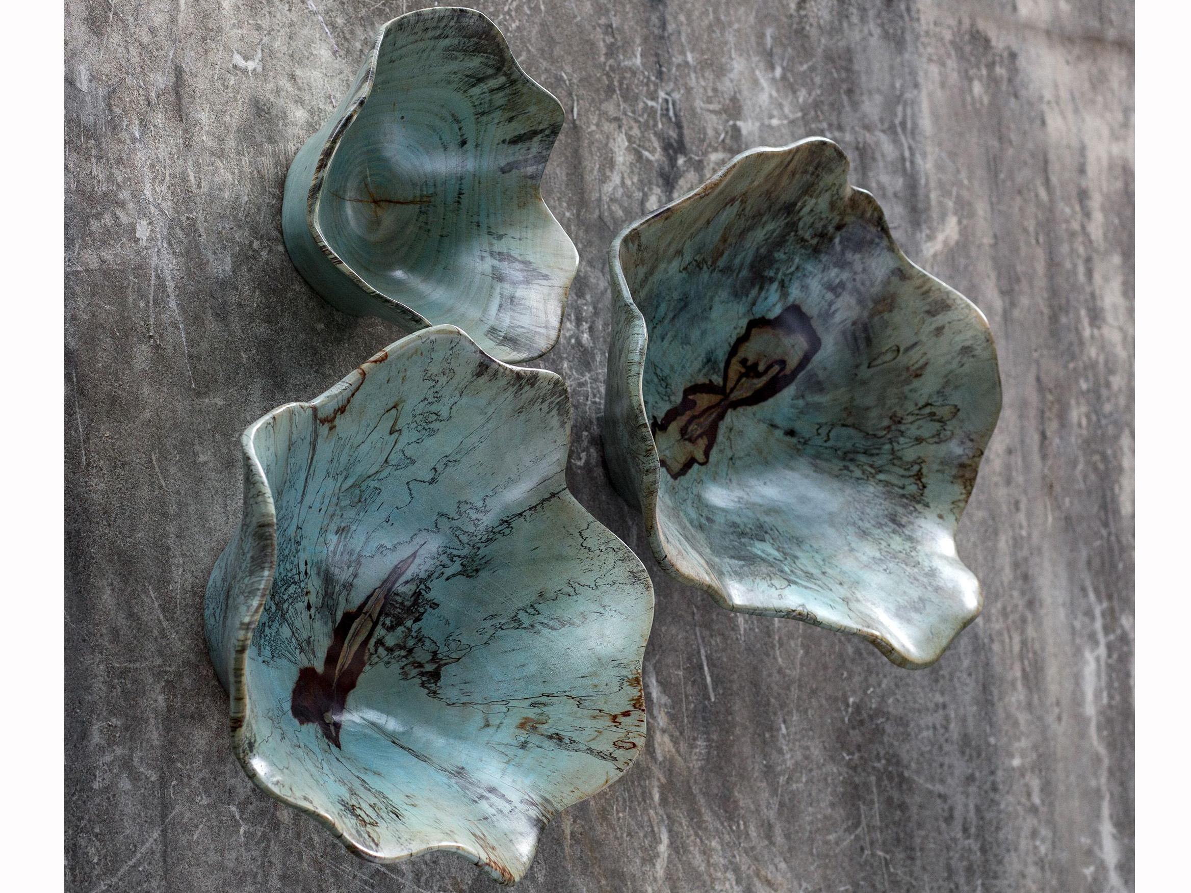 Uttermost Teo Caribbean Blue Wood Wall Art Set of 3