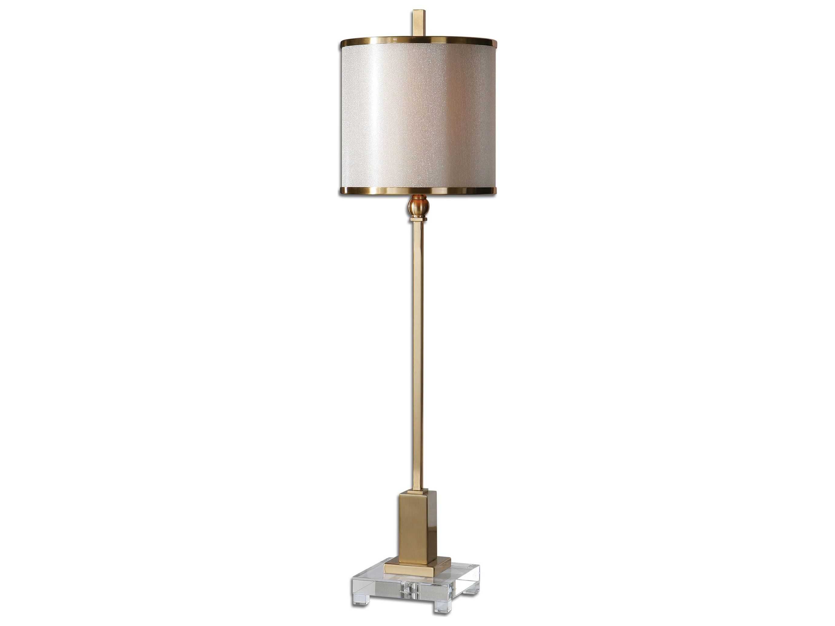 Uttermost Villena Brushed Brass Double Hardback Drums Crystal Buffet Lamp