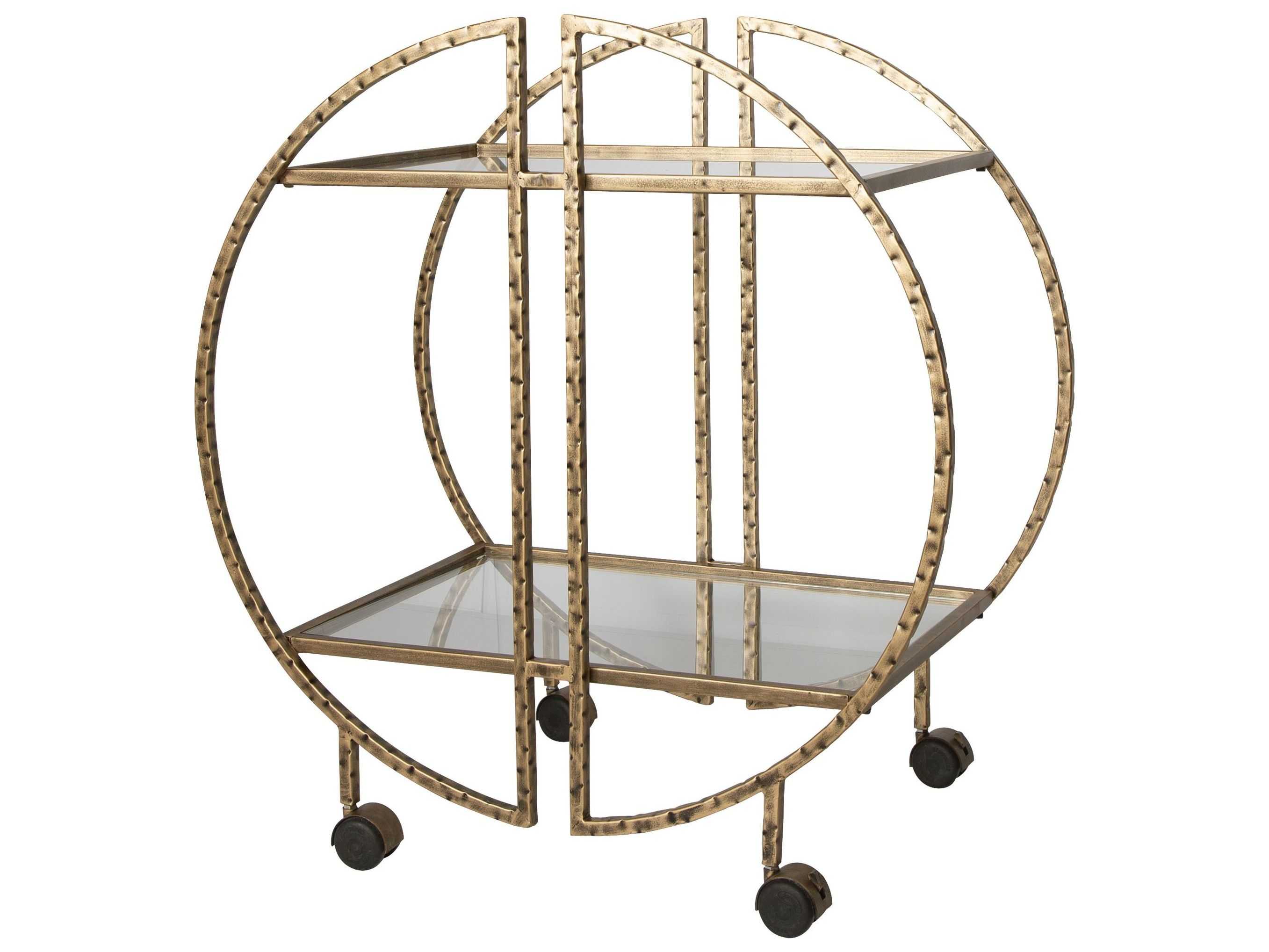 Uttermost Zelina Glass Antique Gold Bar Cart