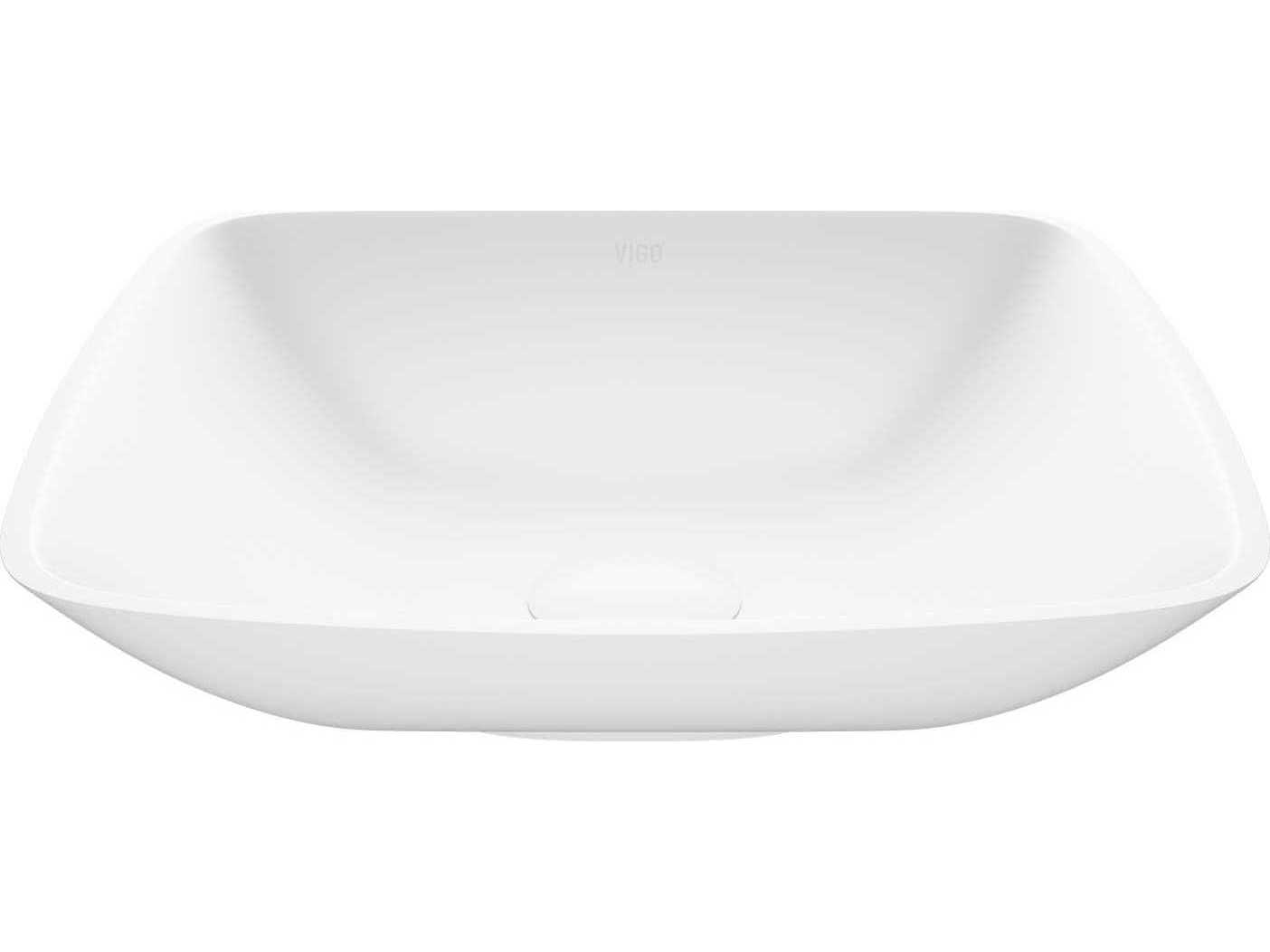 Vigo Hyacinth Matte White 14" Square Vessel Bathroom Sink