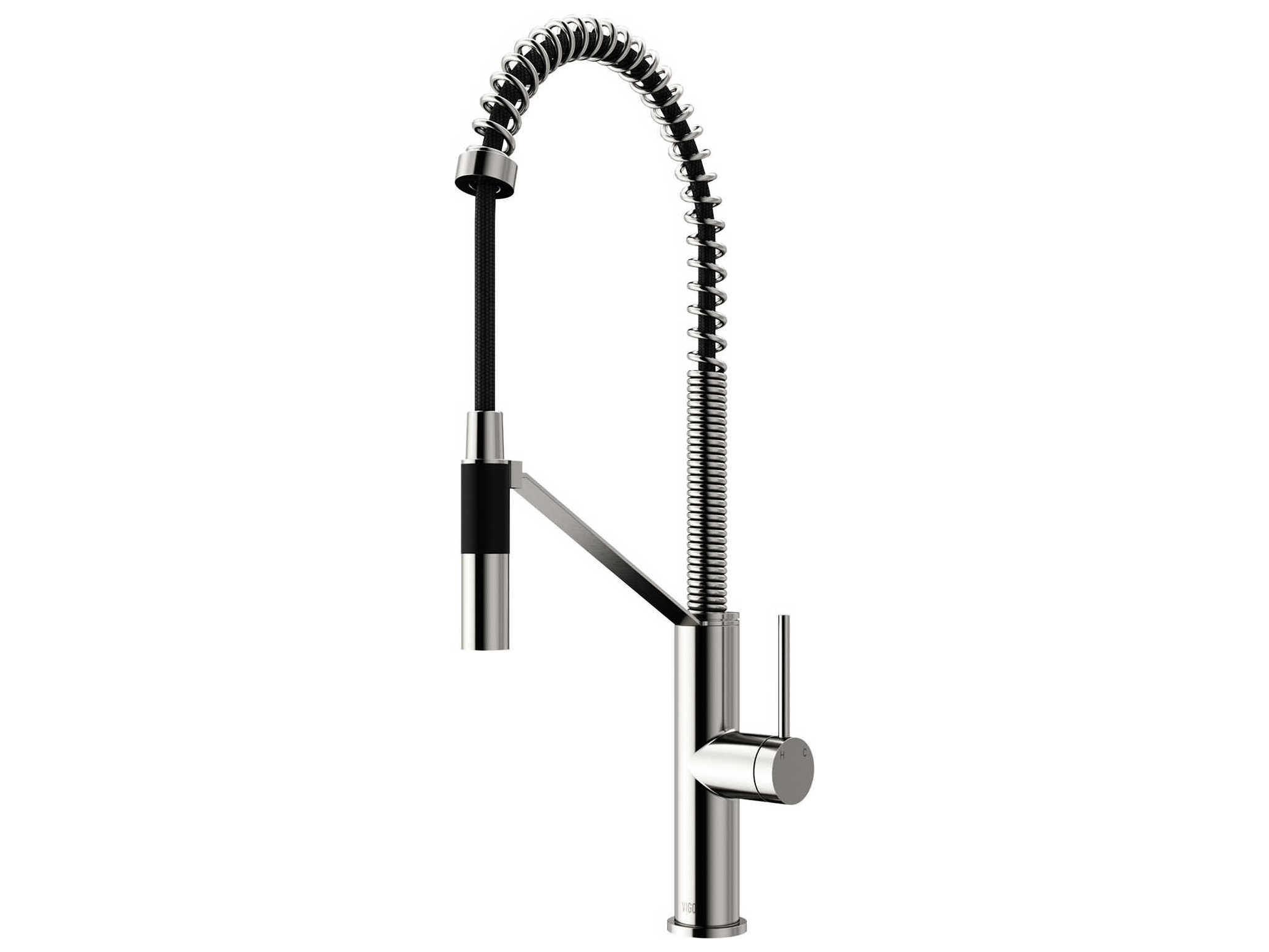 Vigo Livingston Stainless Steel Magnetic 1-Handle Deck Mount Pull-Down Kitchen Faucet