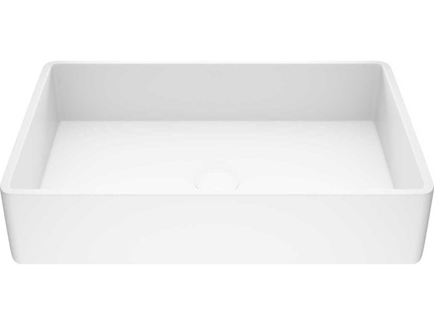 Vigo Magnolia Matte White 21" Rectangular Vessel Bathroom Sink