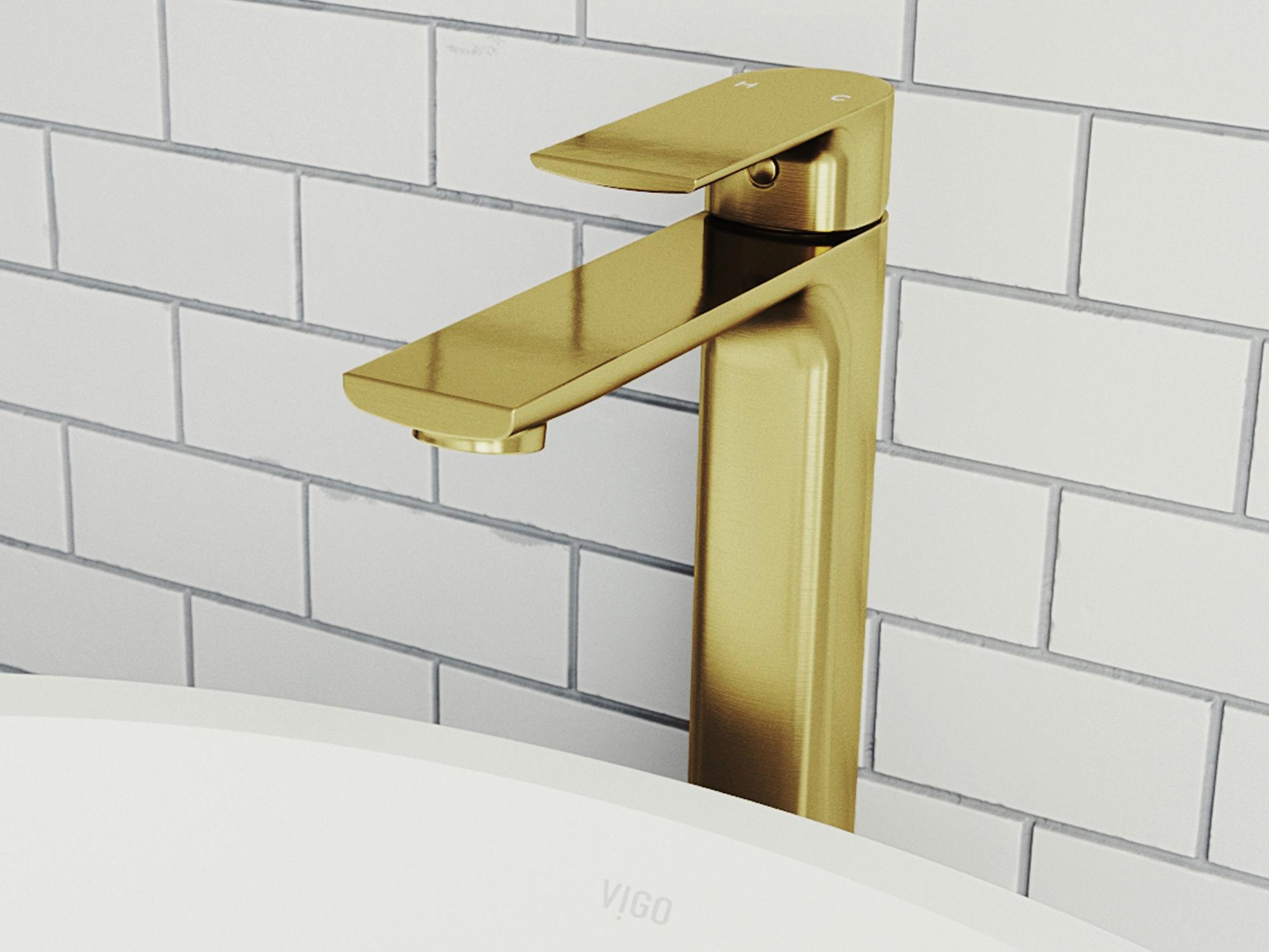 Vigo Norfolk Matte Brushed Gold Single-Handle Vessel Bathroom Faucet