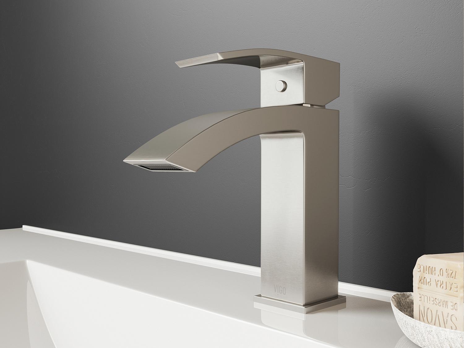 Vigo Satro Brushed Nickel 1-Handle Vessel Waterfall Bathroom Faucet