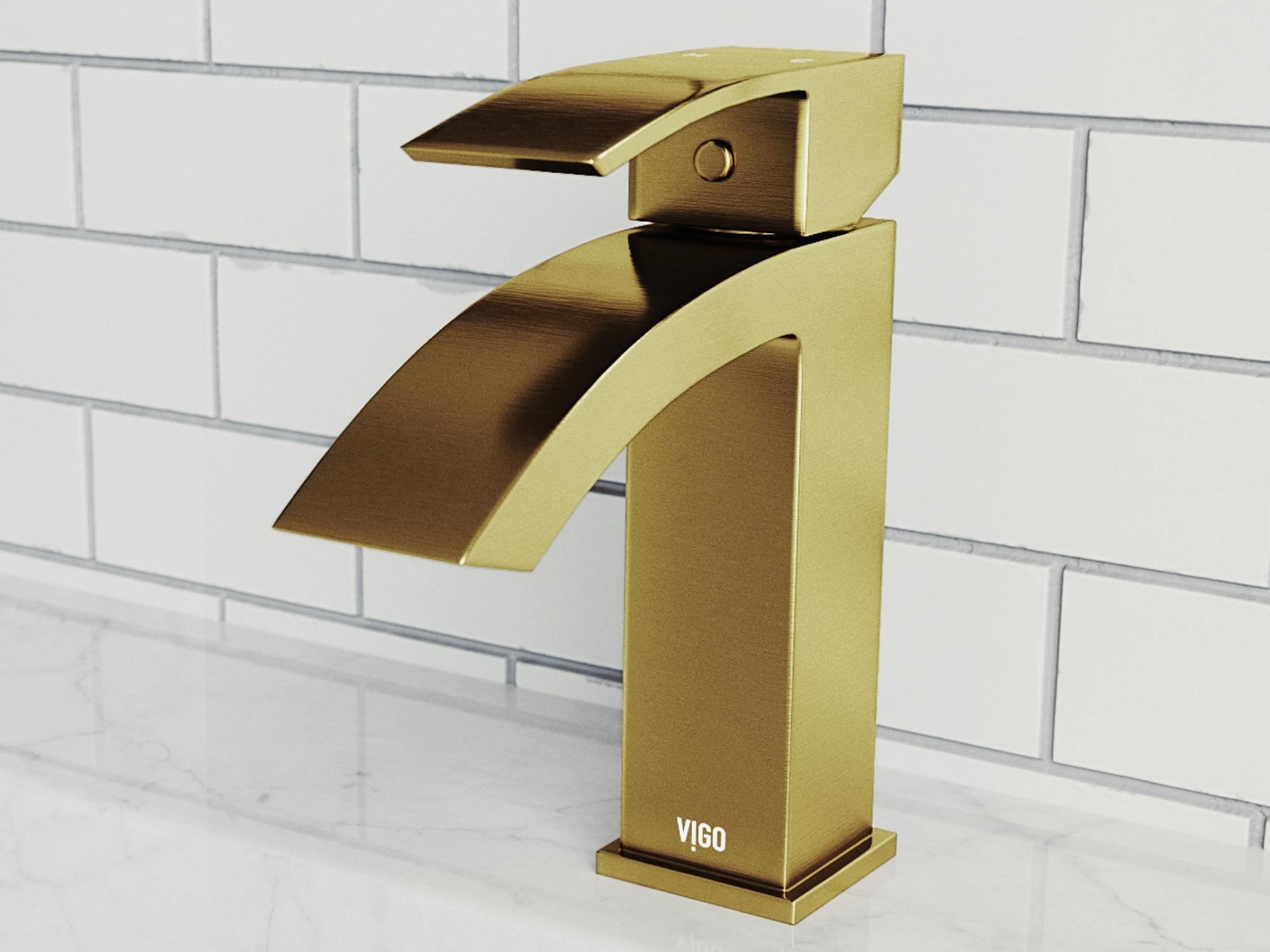Vigo Satro Matte Brushed Gold Bathroom Faucet