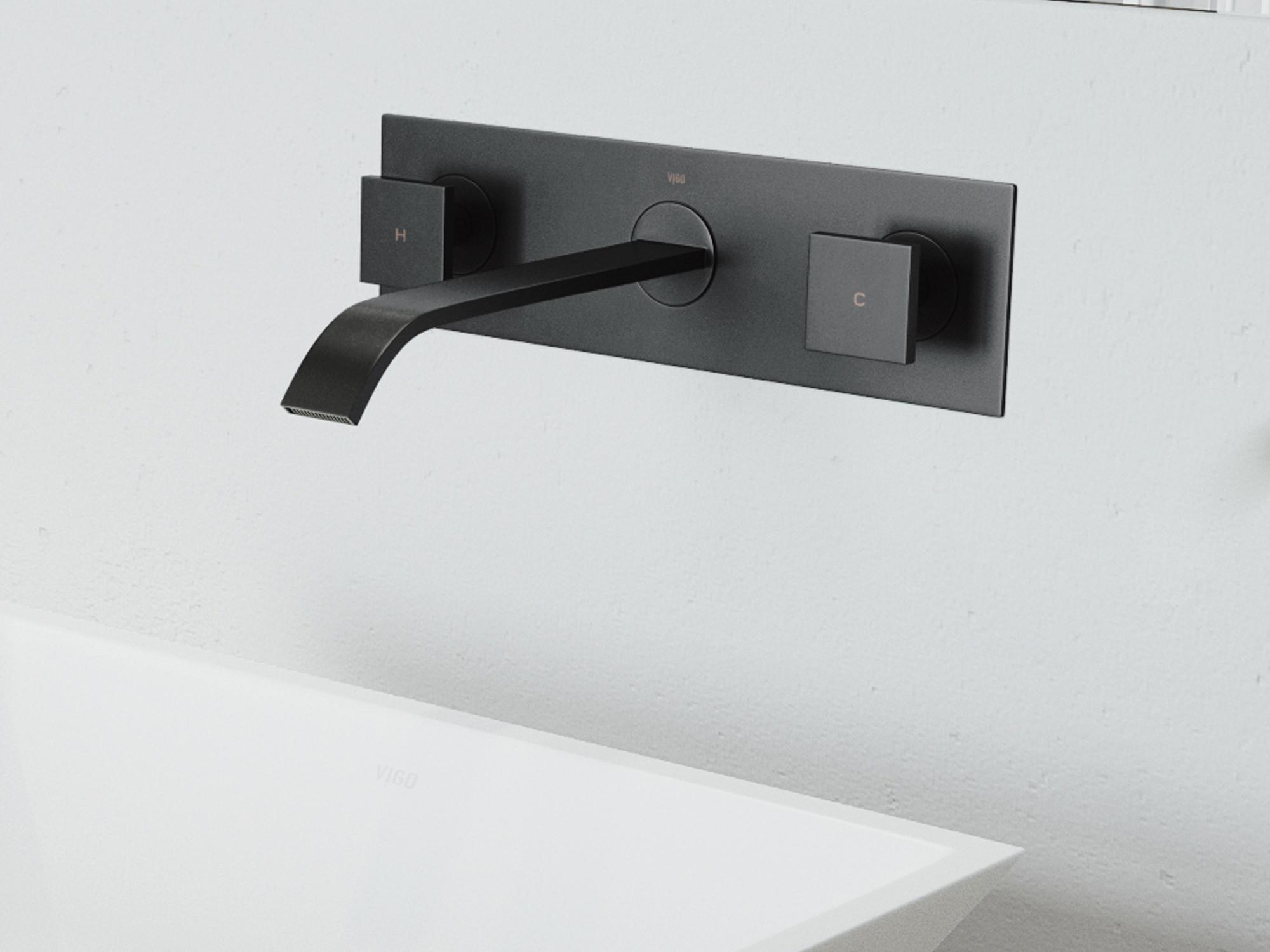 Vigo Titus Matte Black 2-Handle Wall-Mount Bathroom Faucet