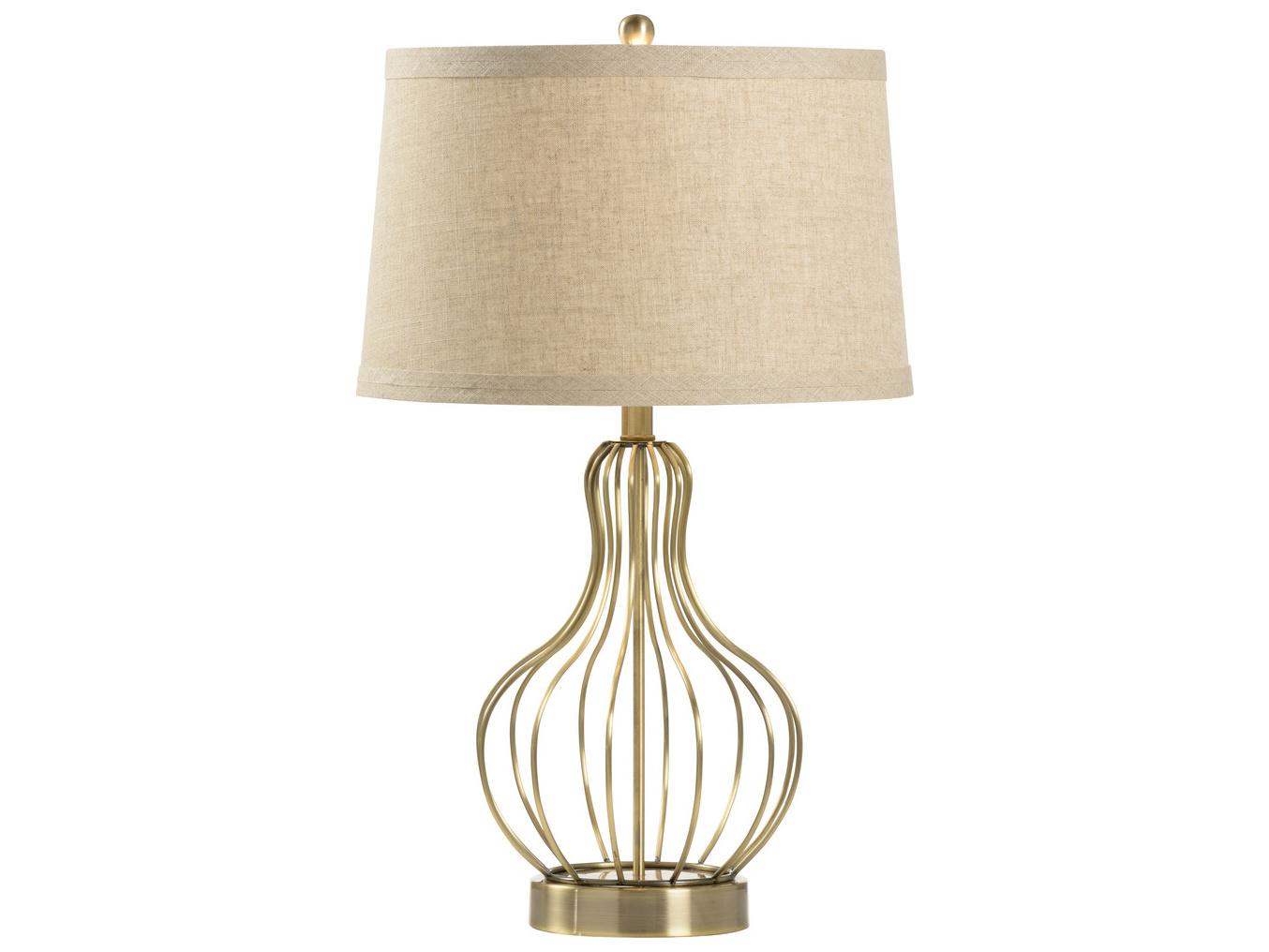 Wildwood Asher Antique Brass Tan Linen Buffet Lamp
