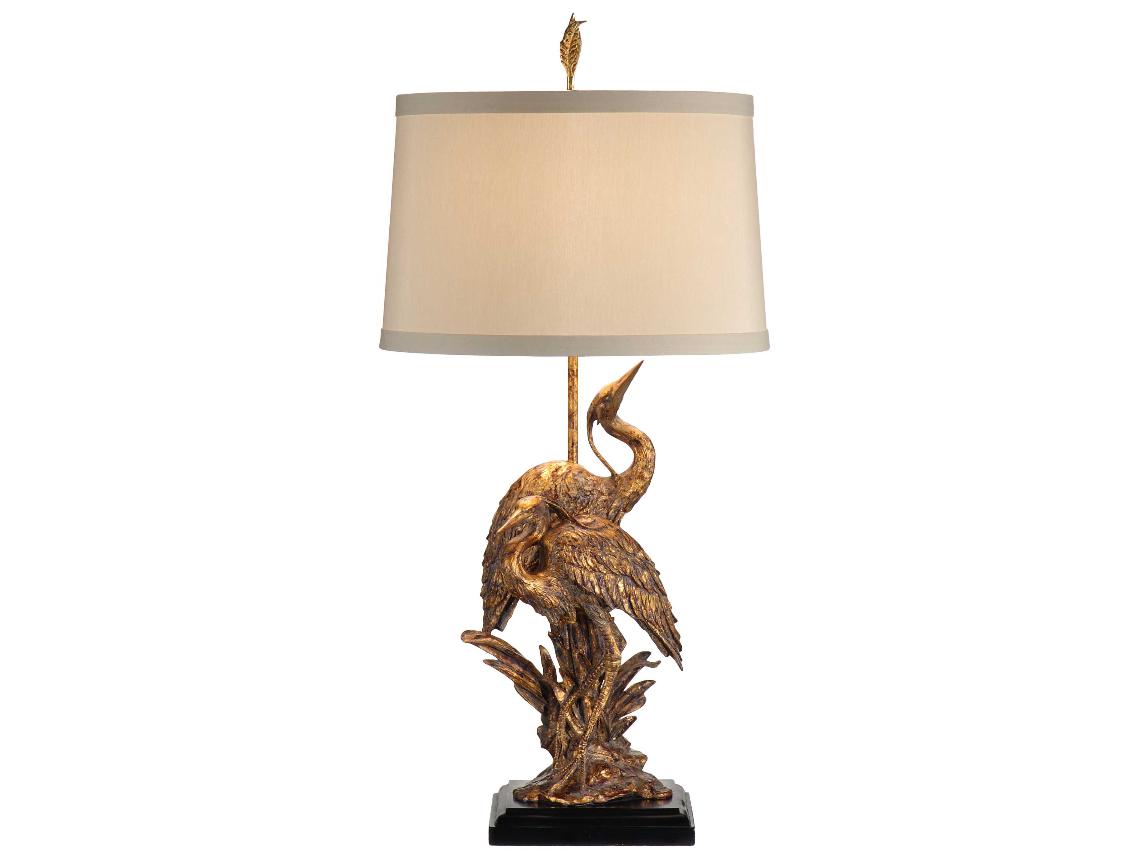 Wildwood Egrets Old Gold Light Taupe Silkette Buffet Lamp