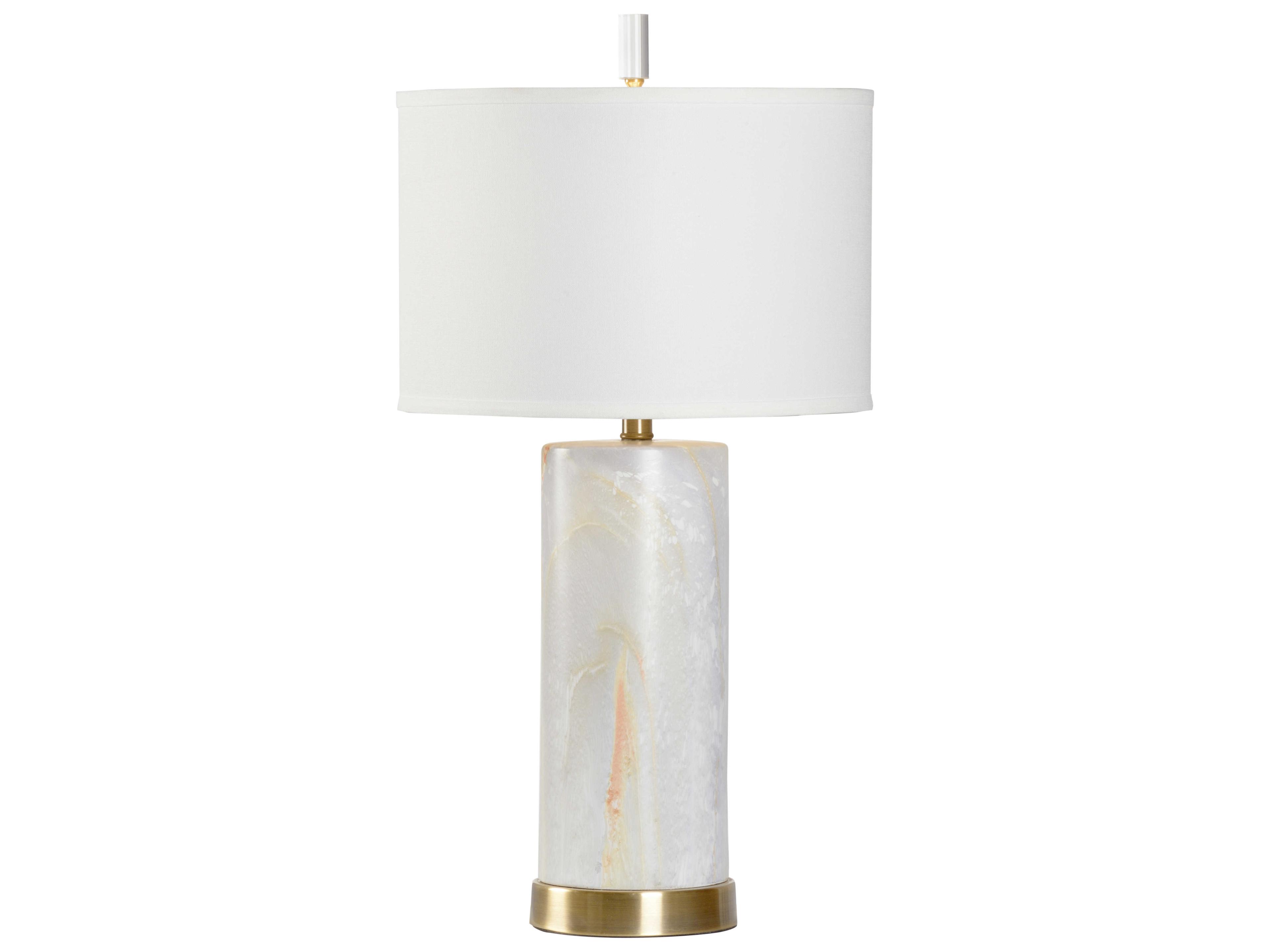 Wildwood Scranton Faux Marble Glaze Off White Linen Buffet Lamp