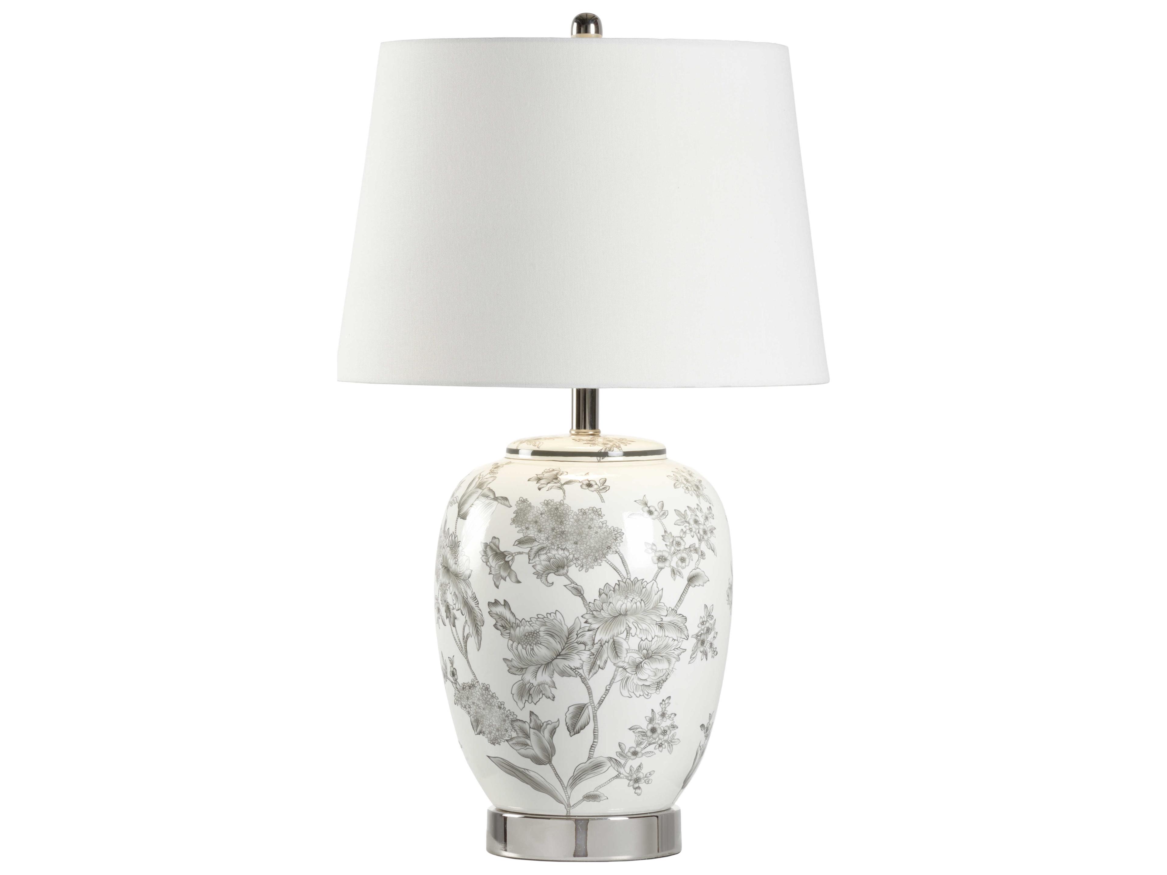 Wildwood Mabel White Gray Off Linen Buffet Lamp
