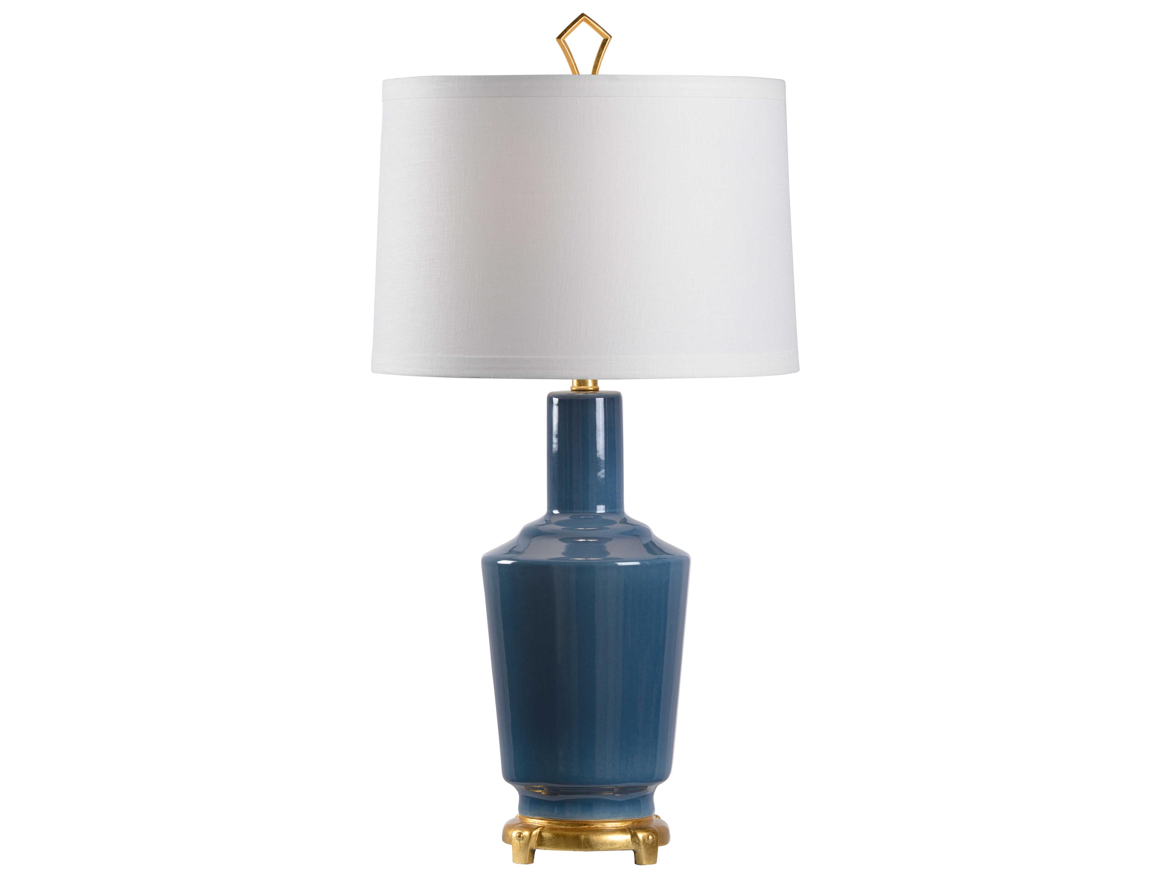 Wildwood Emma Turkish Blue Ivory Linen Buffet Lamp
