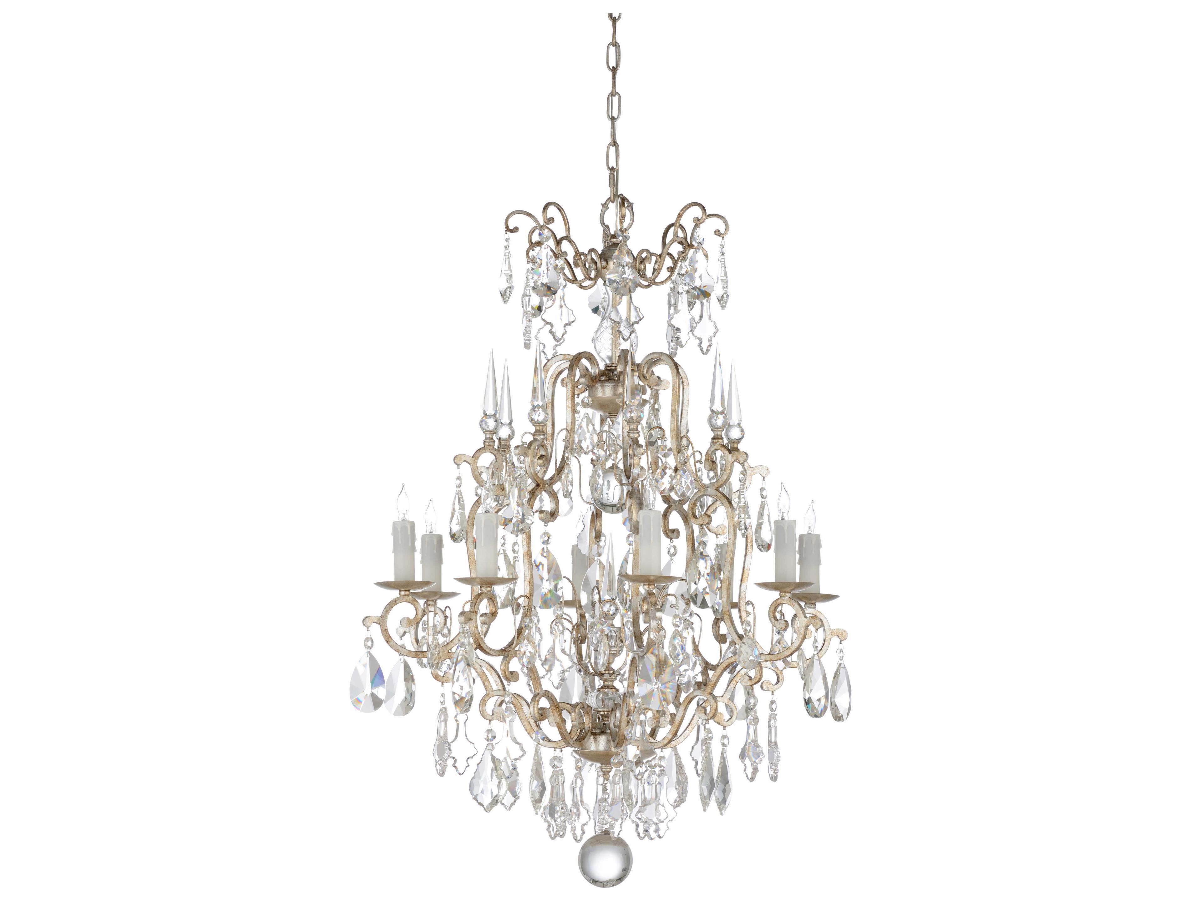 Wildwood Versailles 8-Light Antique Silver Leaf Clear Chandelier