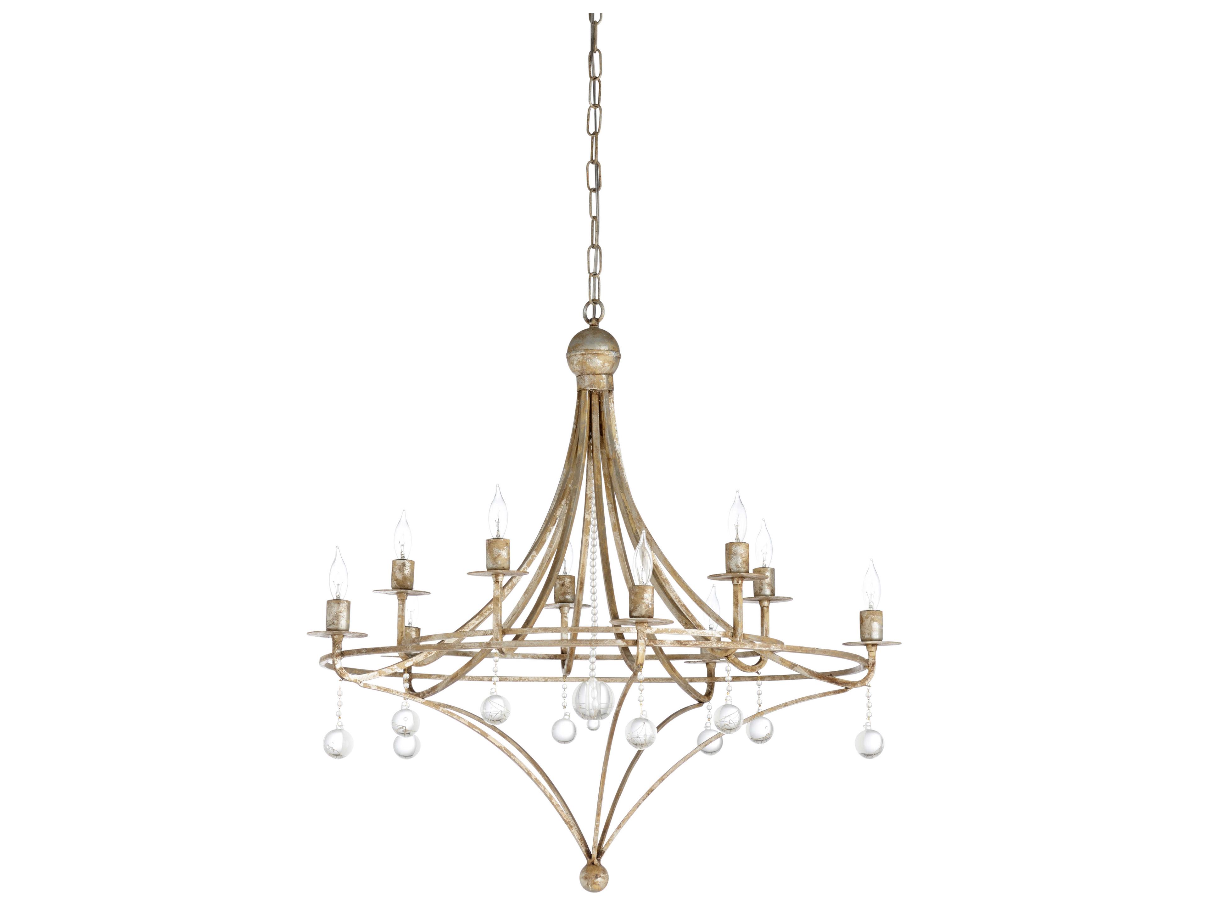 Wildwood Martha 10-Light Aged Silver Leaf Clear Candelabra Chandelier
