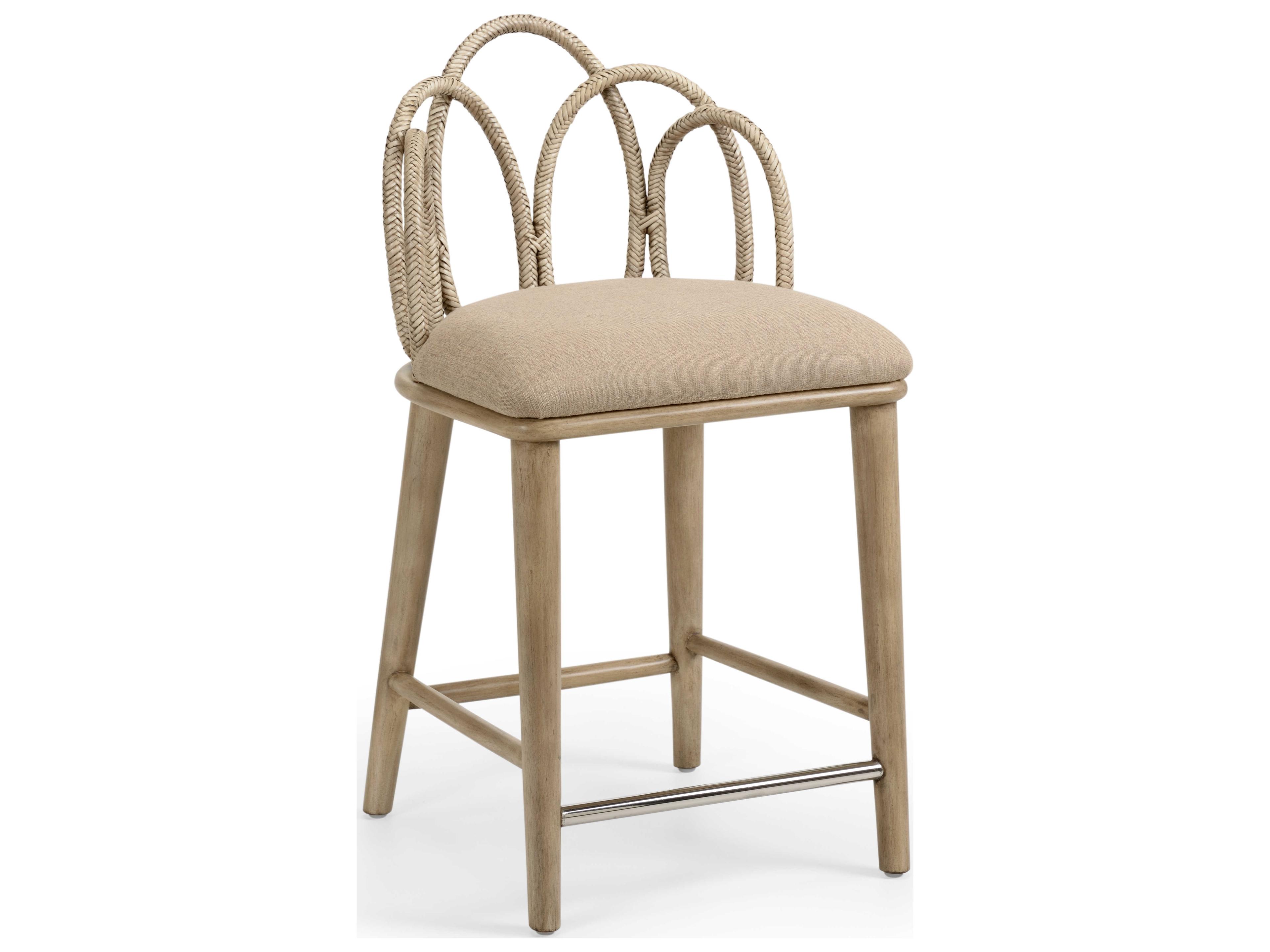 Wildwood Zoe Upholstered Rattan Light Taupe Counter Stool