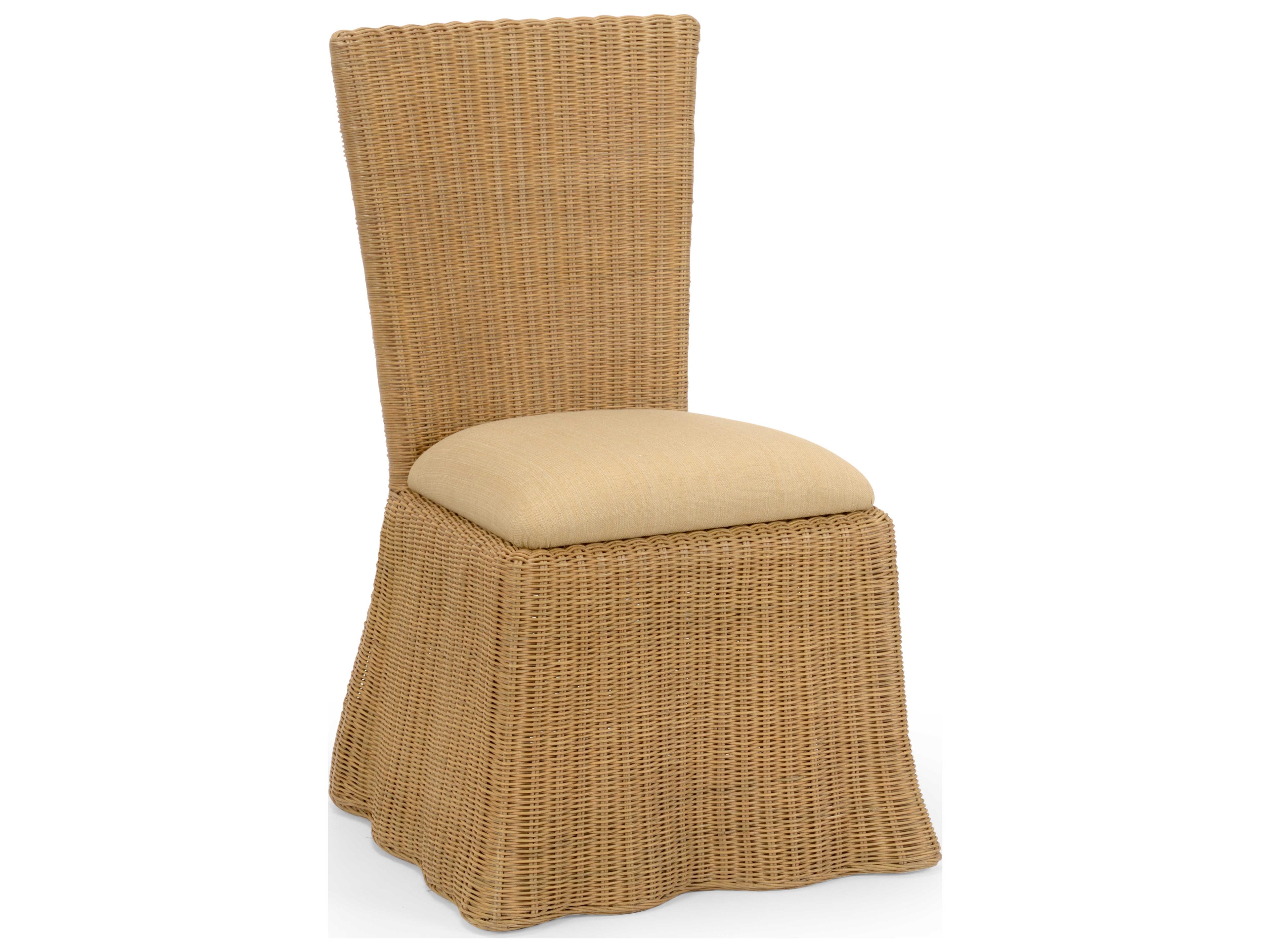 Wildwood Rattan Natural Upholstered Armless Dining Chair