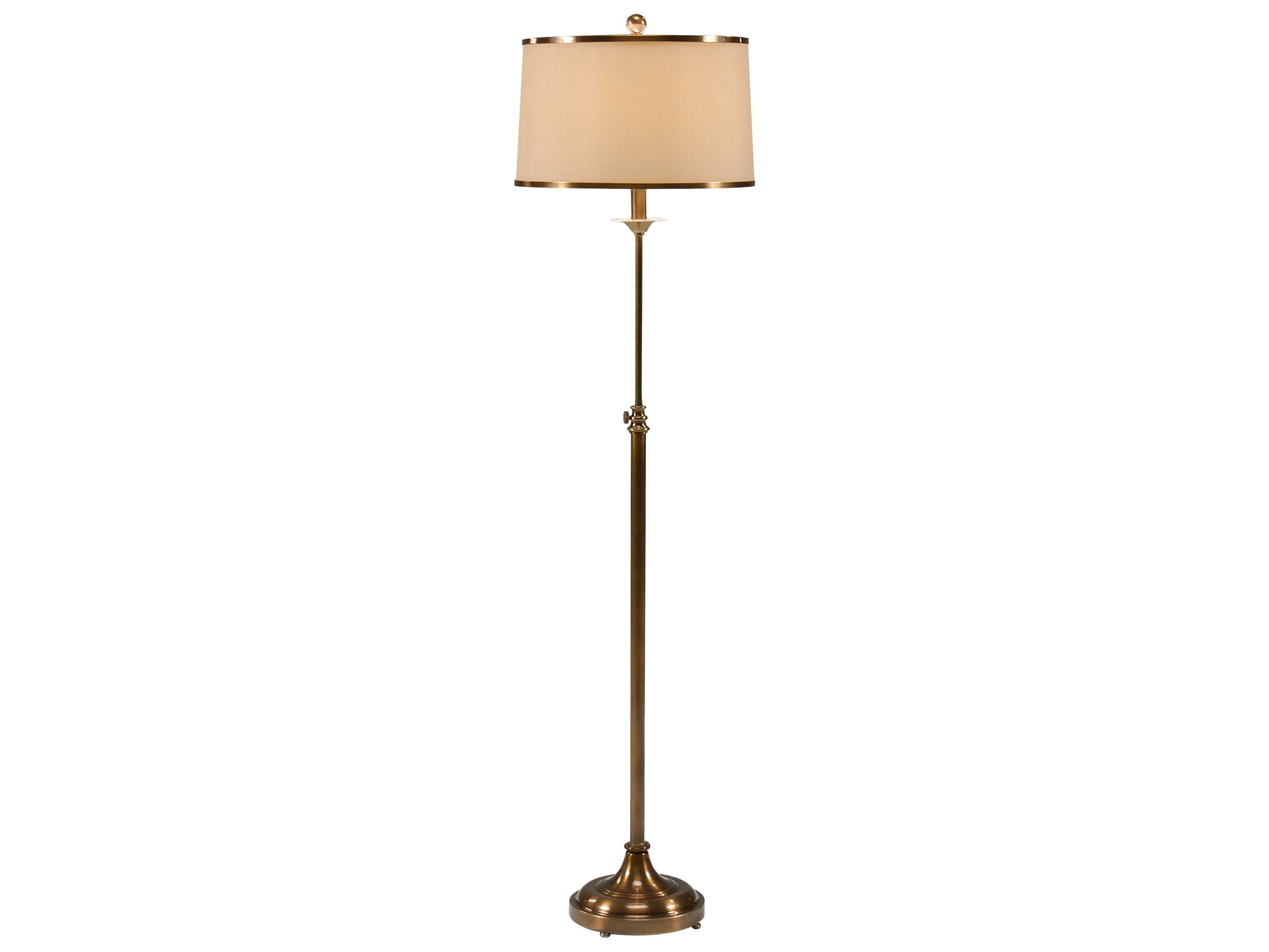 Wildwood Adjustable Antique Brass Patina Tan Silkette Floor Lamp