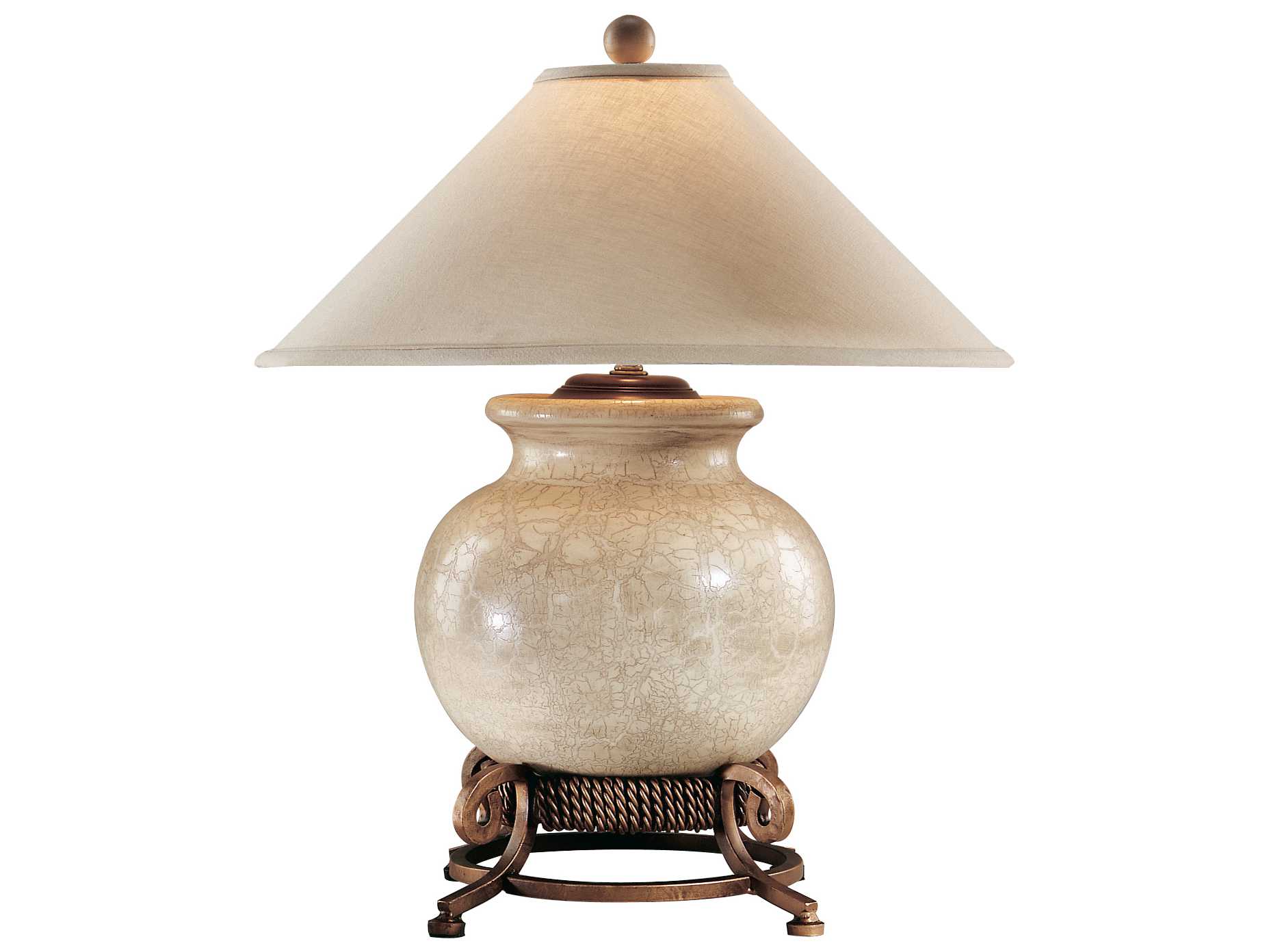 Wildwood Urn With Stand Antique Crackle Glaze Beige Linen Bronze Buffet Lamp