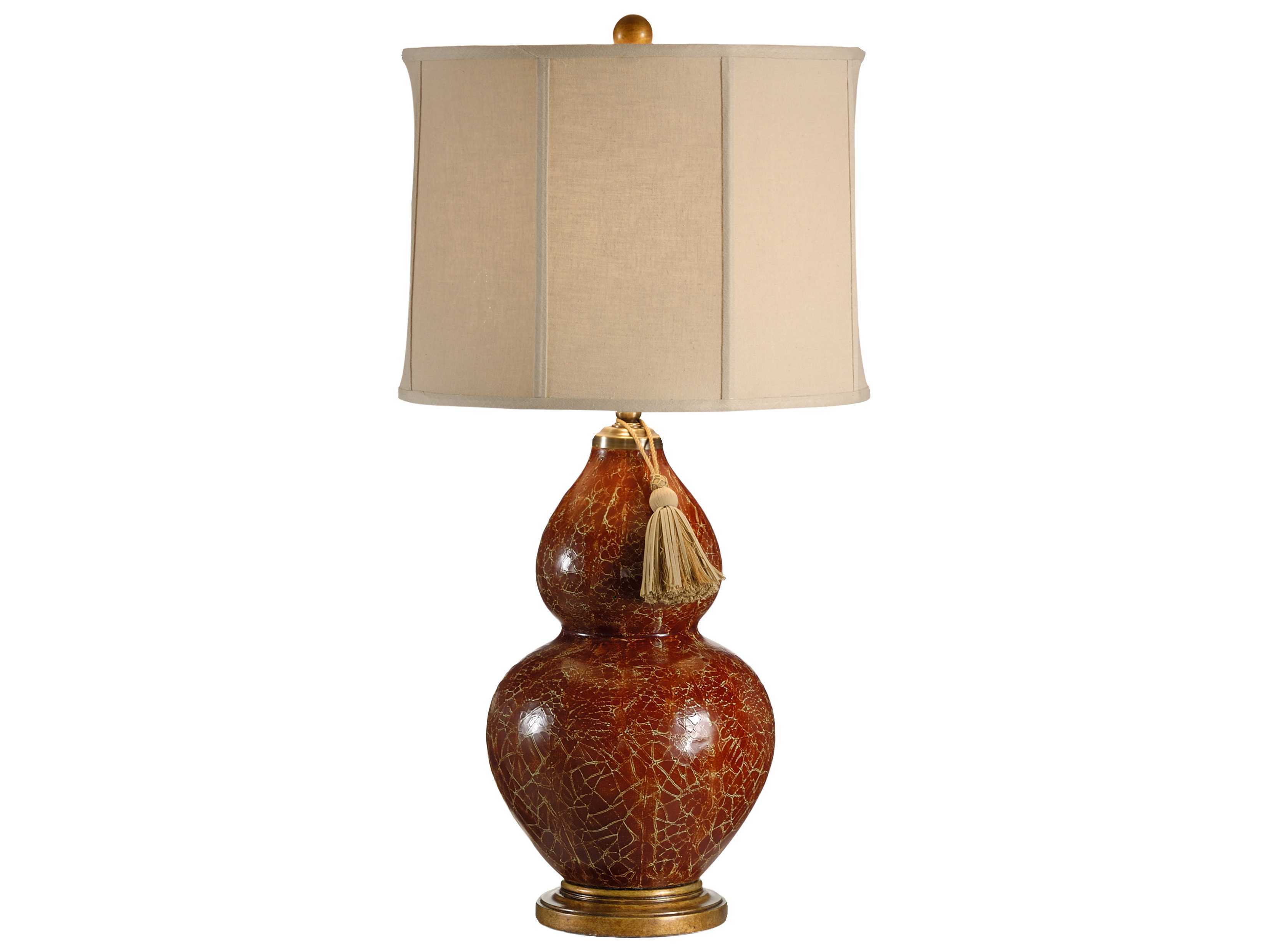 Wildwood Red Gourd Crackled Glaze Taupe Linen Buffet Lamp