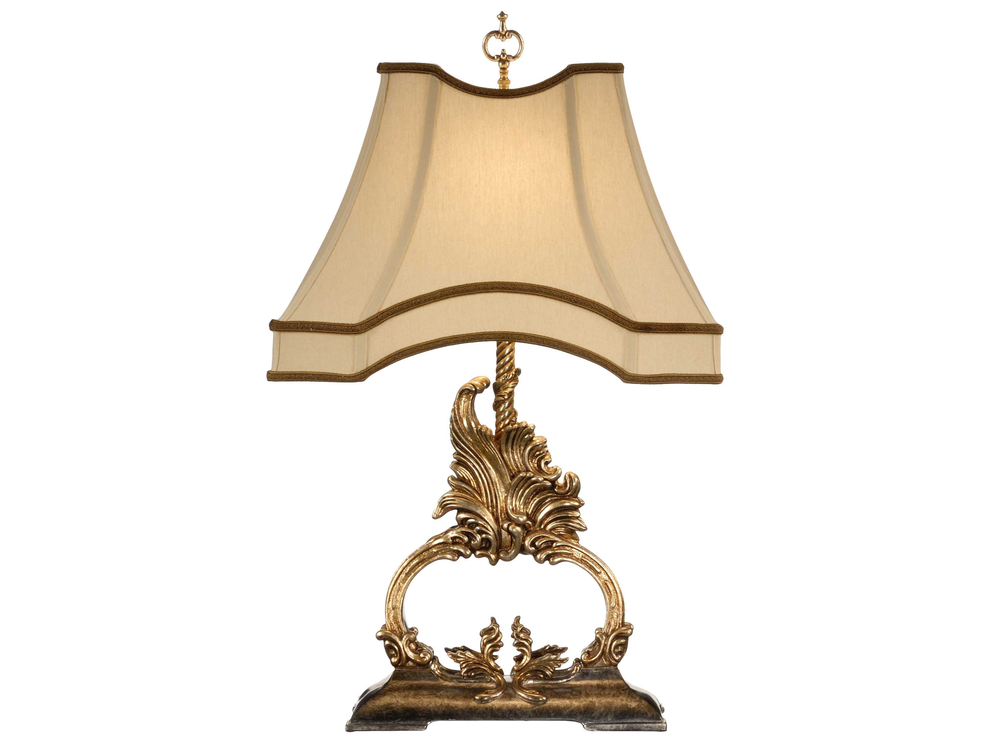 Wildwood Gilt Flourish Old Gold Tan Silkette Silver Buffet Lamp