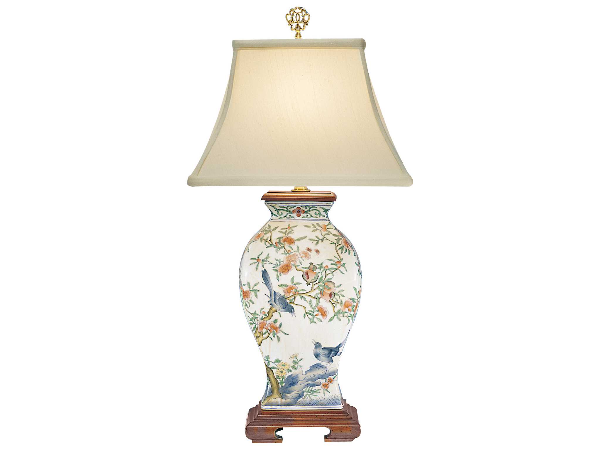 Wildwood Pom 'n Bird White Blue Red Bone Silkette Buffet Lamp