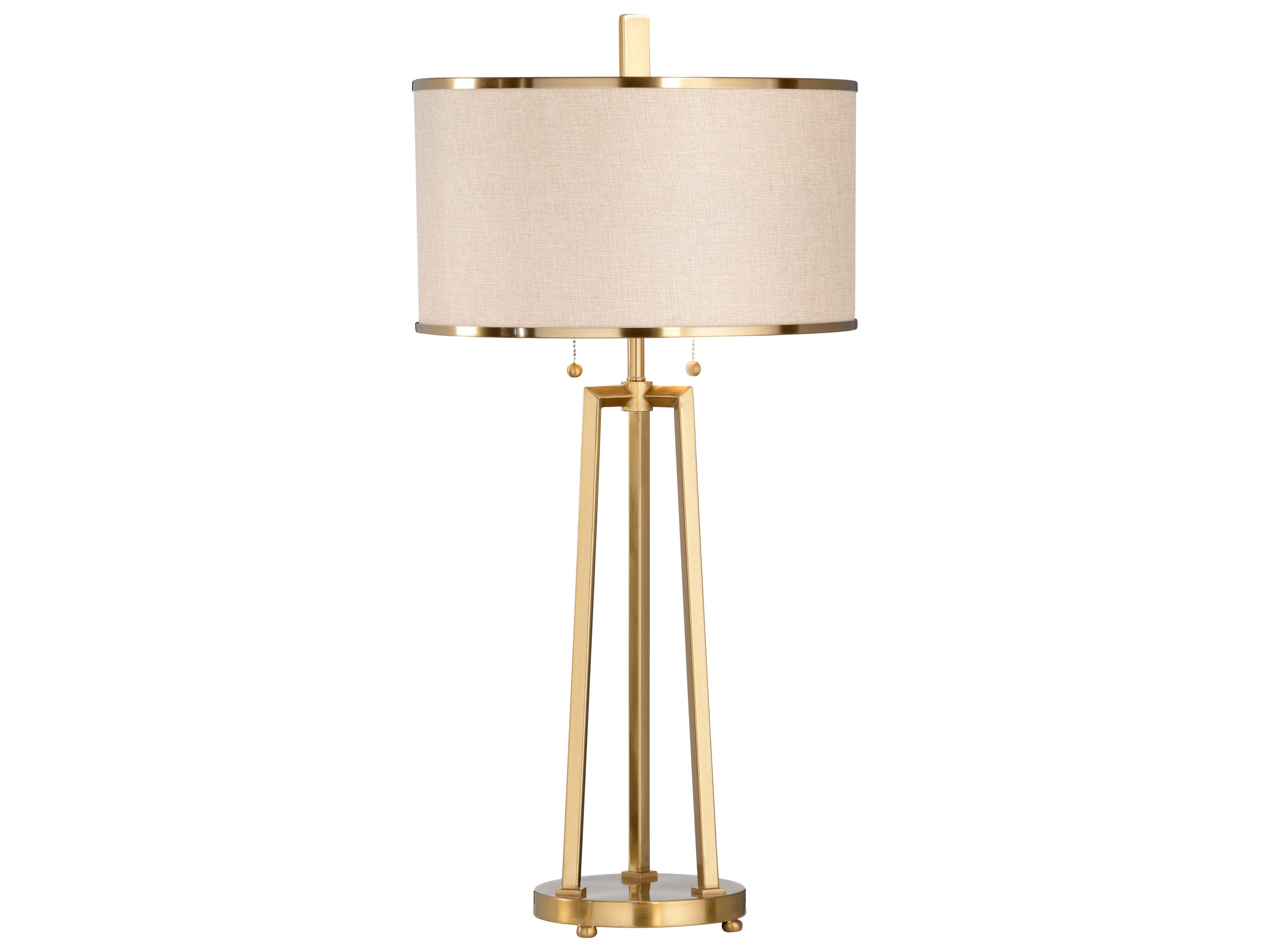 Wildwood Murphy Antique Brass Natural Linen Buffet Lamp