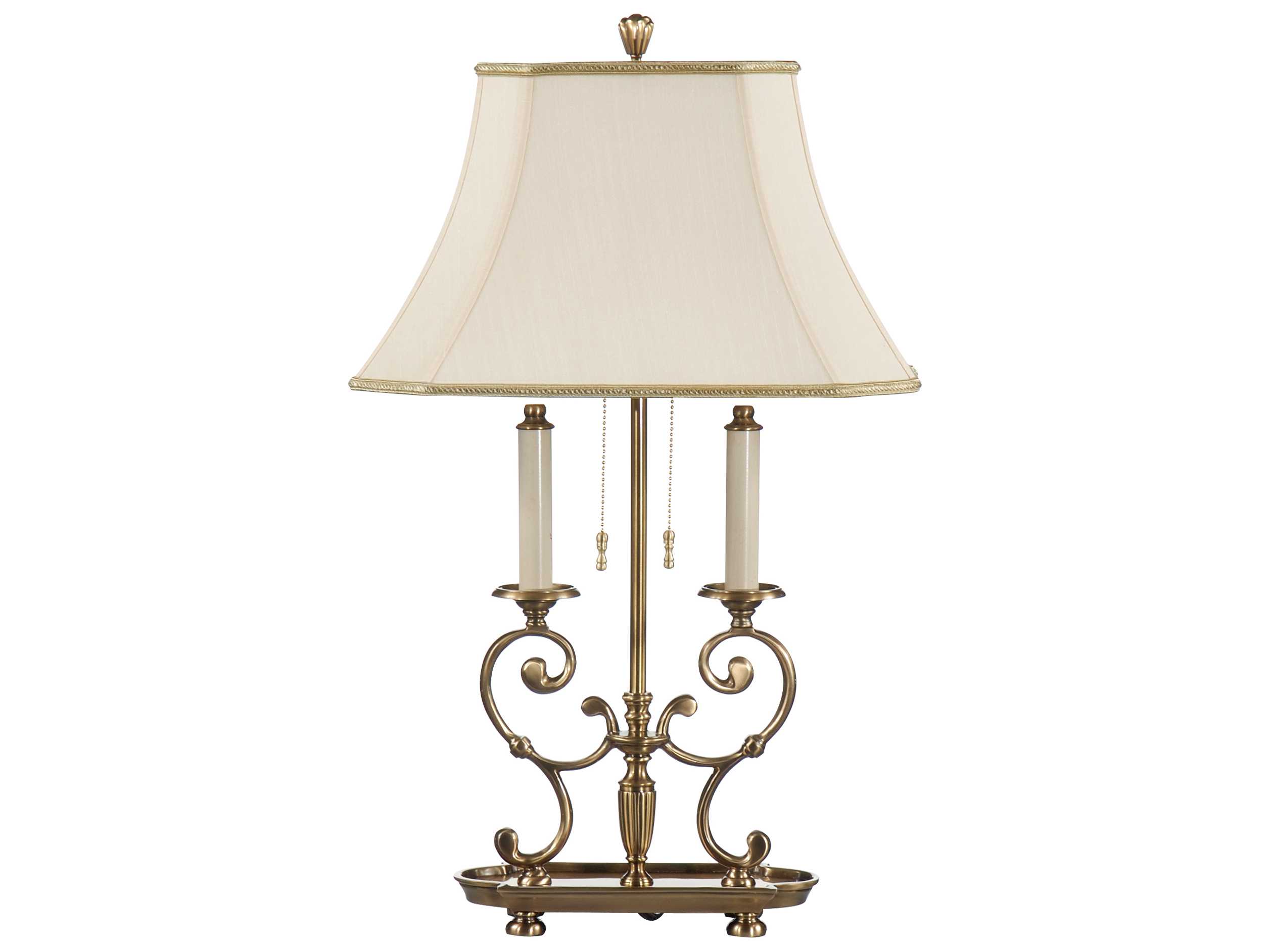 Wildwood Barrymore Antique Patina Ivory Silk Brass Buffet Lamp