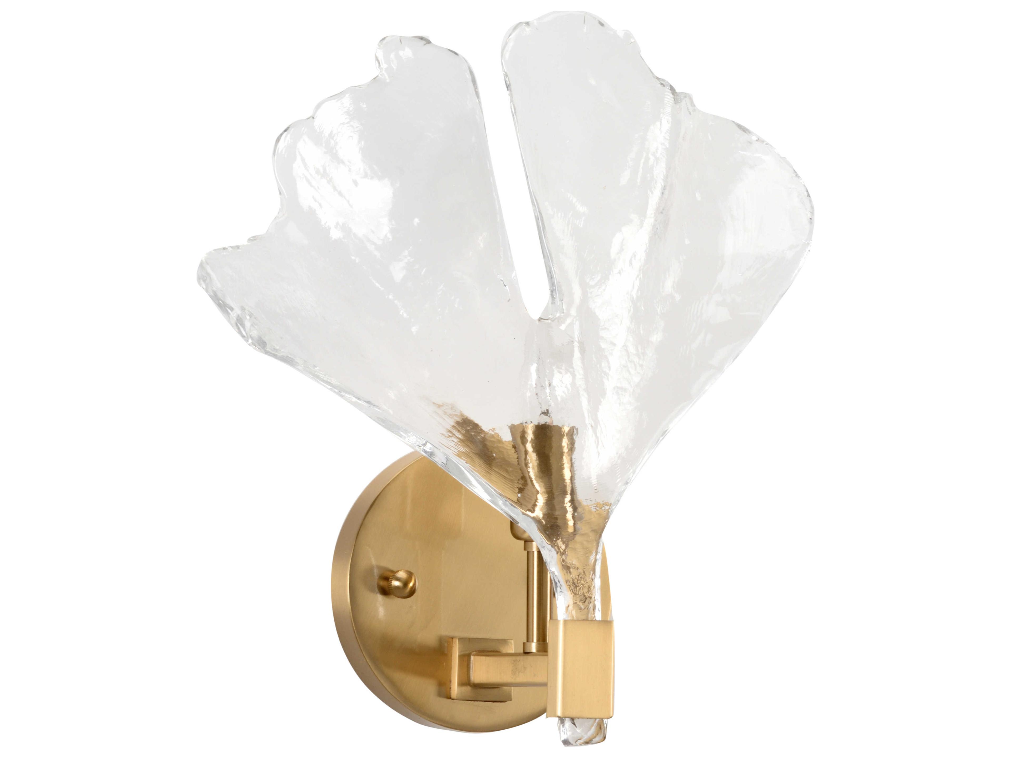 Wildwood Biloba 1-Light Antique Brass Clear Wall Sconce