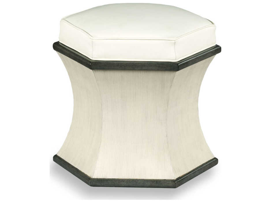 Woodbridge Hexagon Graystone White Upholstered Ottoman