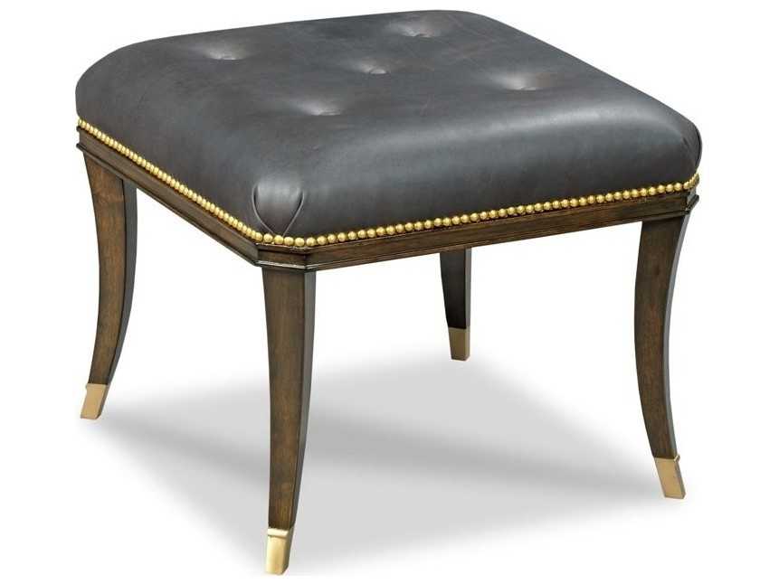 Woodbridge Sydney Mink Gray Leather Ottoman