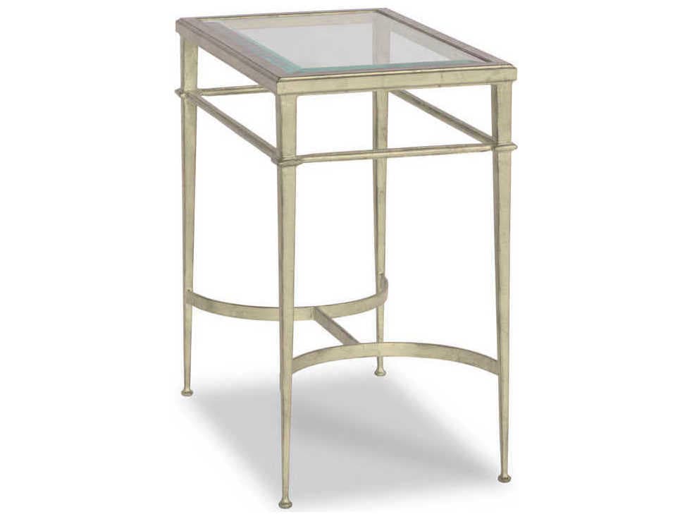 Woodbridge Madeline Rectangular Glass Silver Leaf Antique Patina End Table