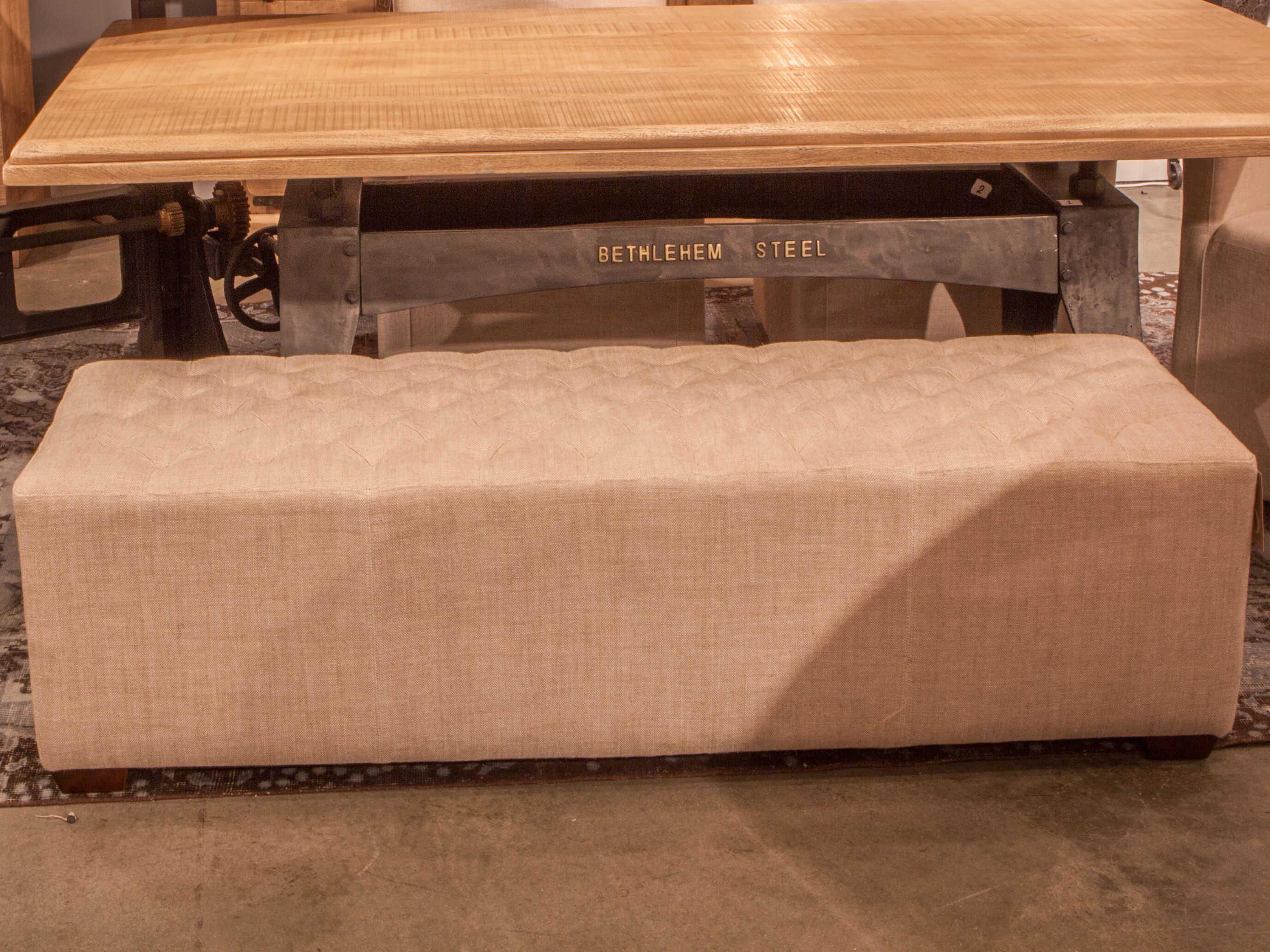 World Interiors Arabella Antique Bronze Beige Upholstered Accent Bench