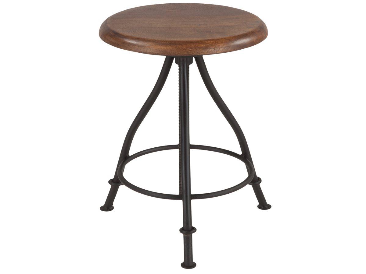 World Interiors Artezia Adjustable Teak Wood Walnut Bar Stool