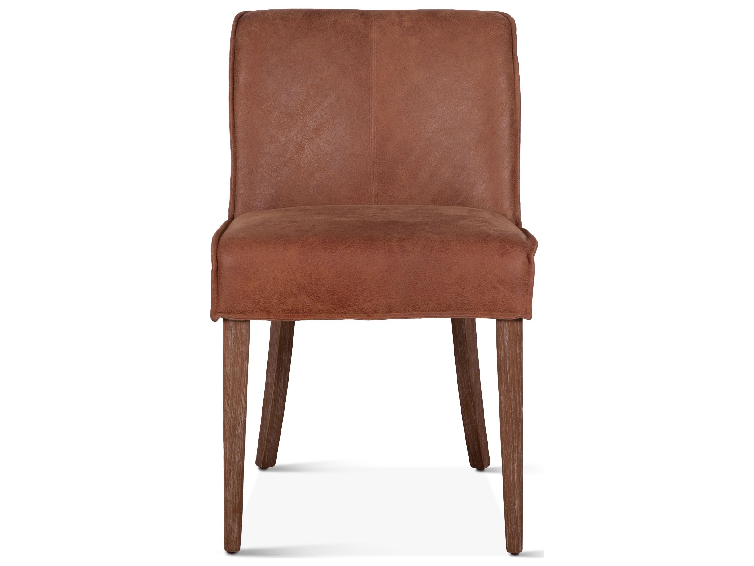 World Interiors Avery Oak Wood Brown Leather Side Dining Chair