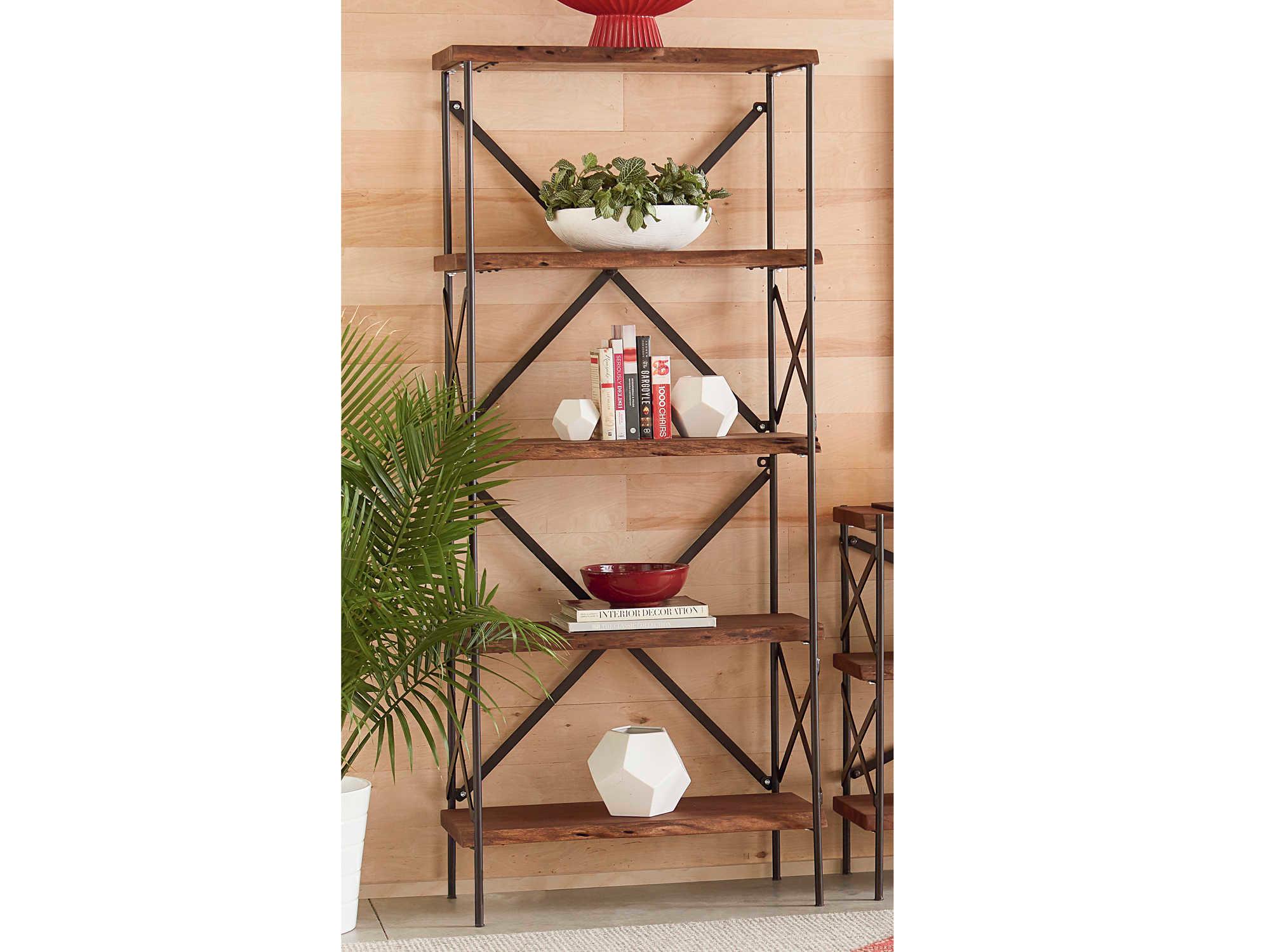 World Interiors Blayne Raw Walnut Antique Zinc Bookcase