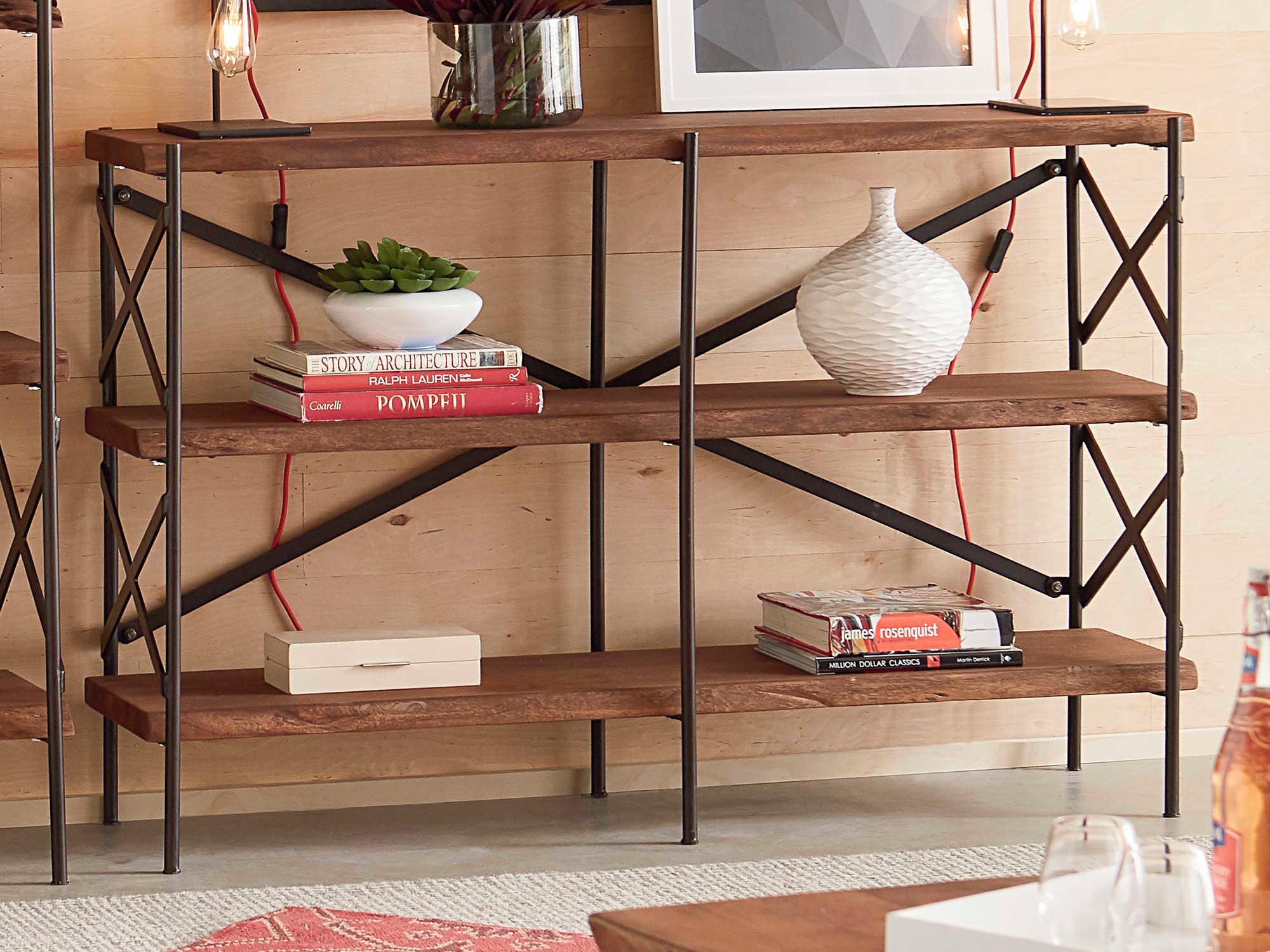 World Interiors Blayne Raw Walnut Antique Zinc Bookcase