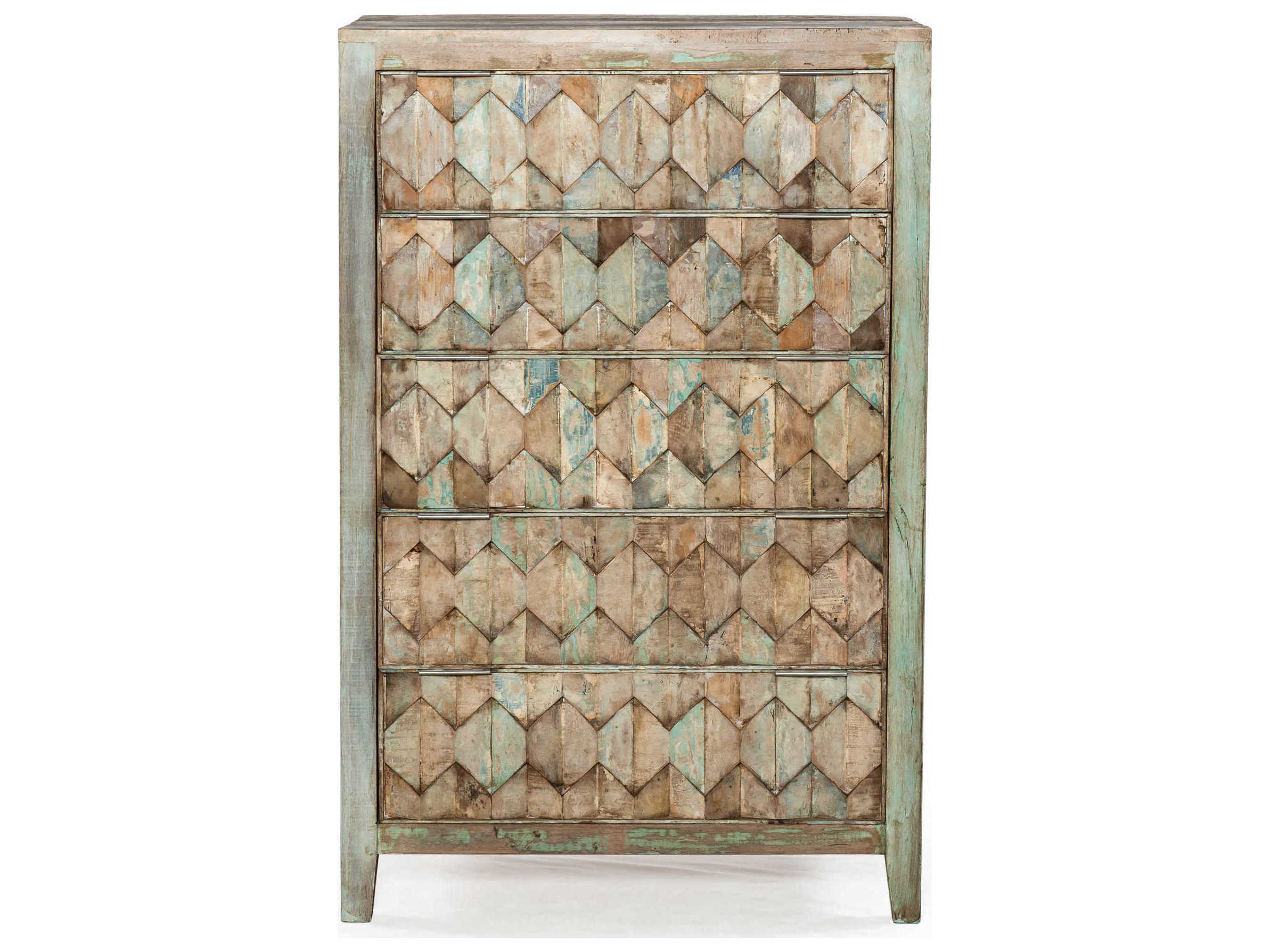 World Interiors Cordoba Vintage Teal Antique Nickel Blue Accent Chest