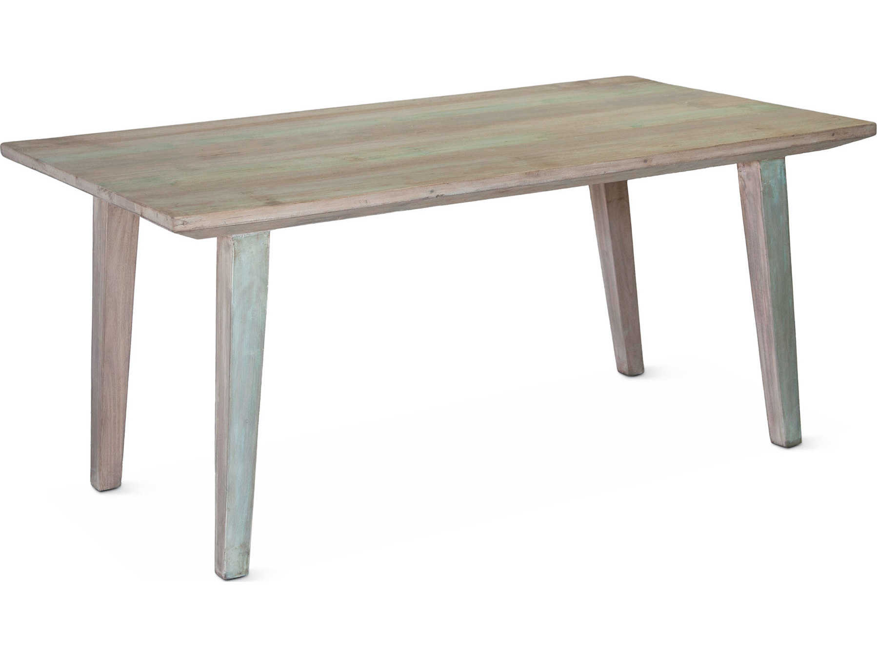 World Interiors Cordoba Rectangular Wood Vintage Teal Dining Table