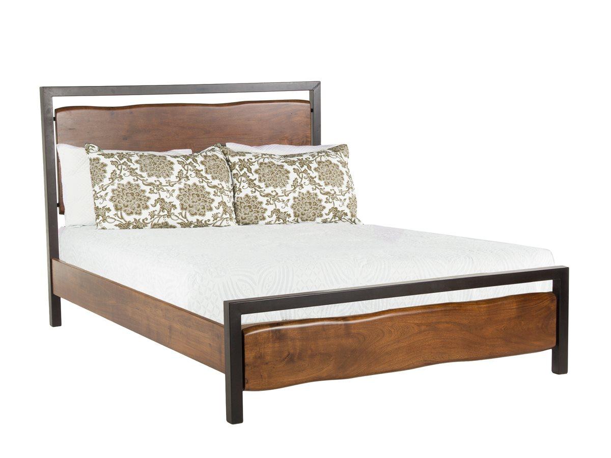 World Interiors Glenwood Walnut Black Acacia Wood Queen Panel Bed
