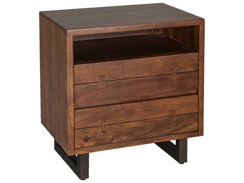 World Interiors Glenwood 2-Drawers Black Nightstand