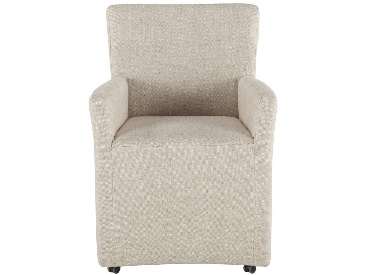 World Interiors Lily Birch Wood White Upholstered Arm Dining Chair